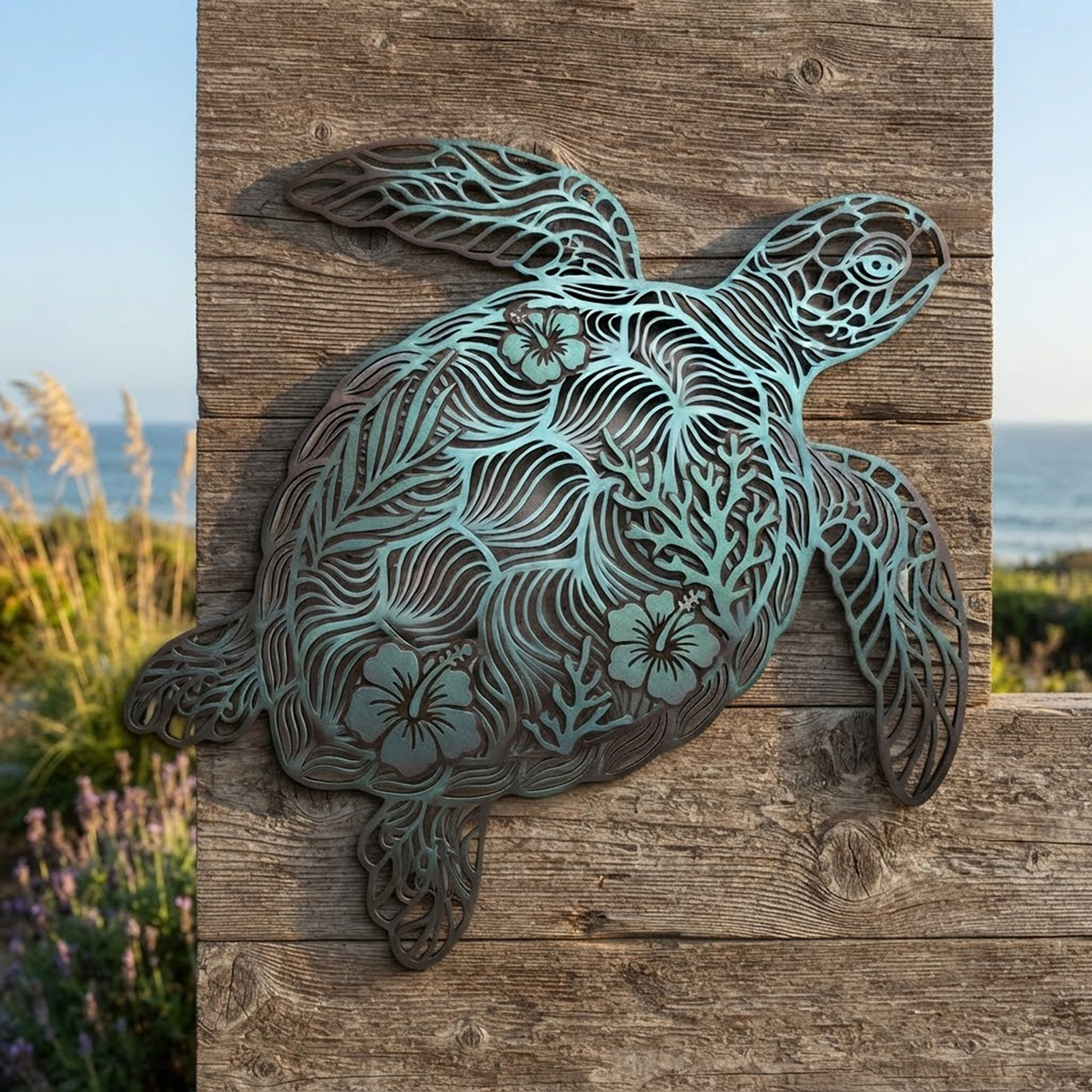 Sea Turtle Metal Wall Art - product view 2