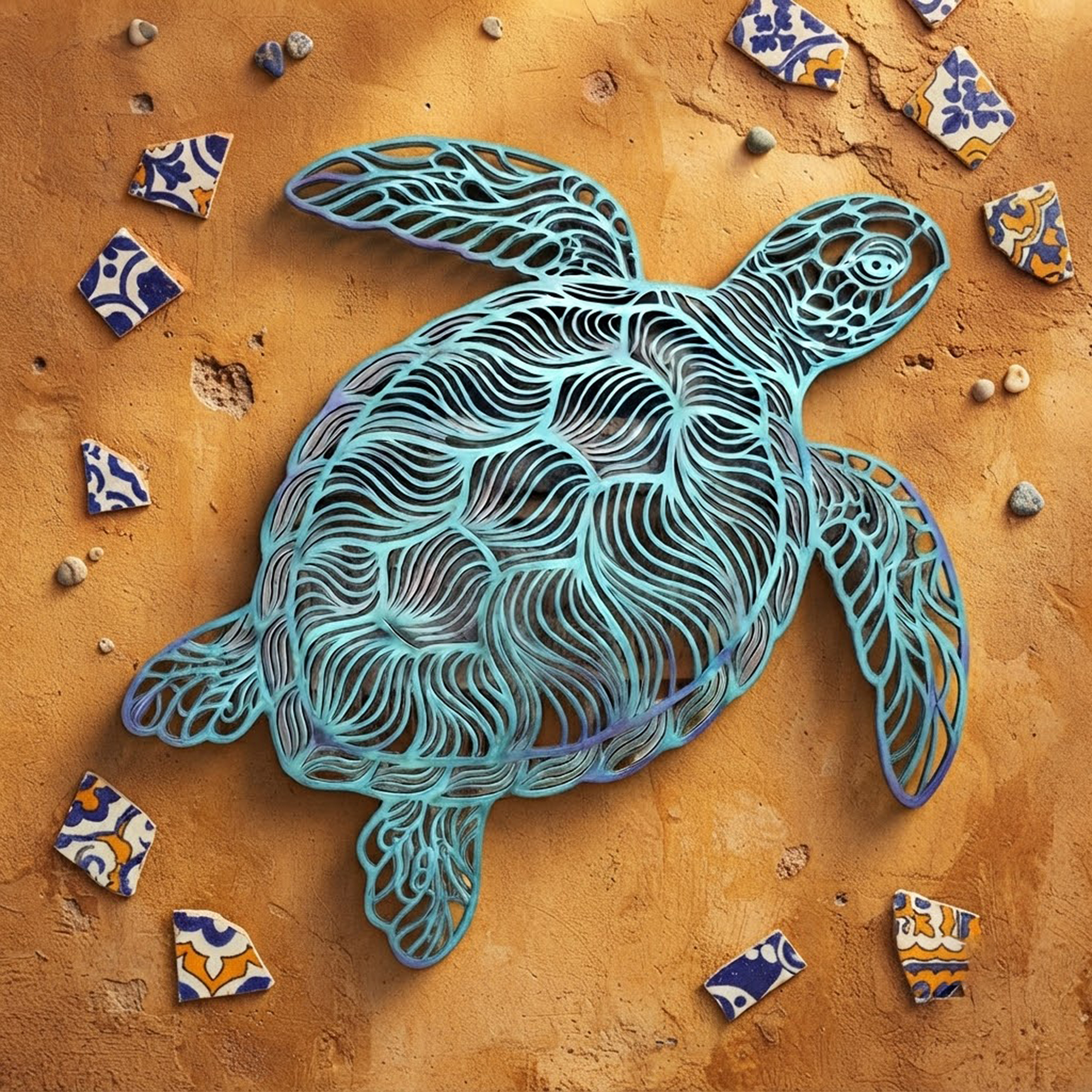 Sea Turtle Metal Wall Art - product view 3