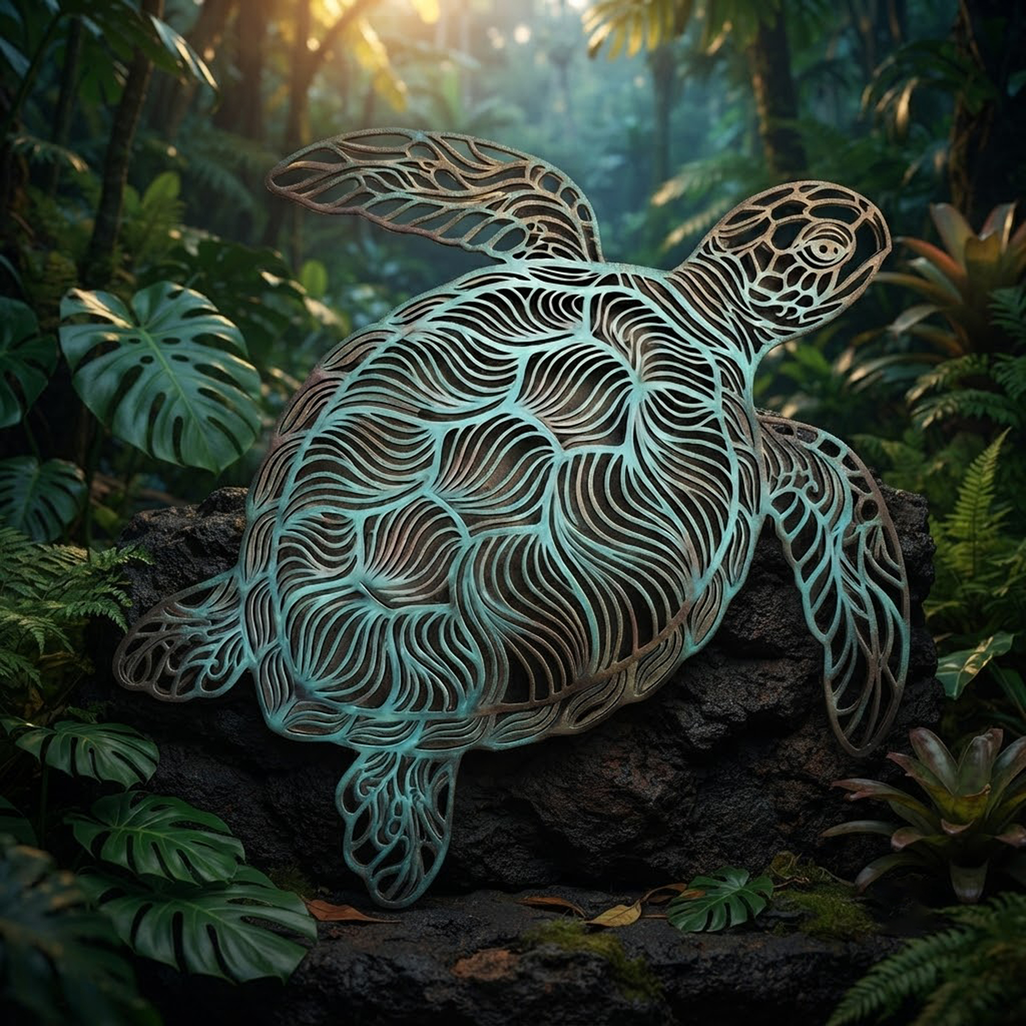 Sea Turtle Metal Wall Art - product view 2