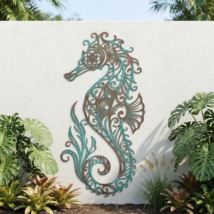Patina Seahorse Metal Wall Art