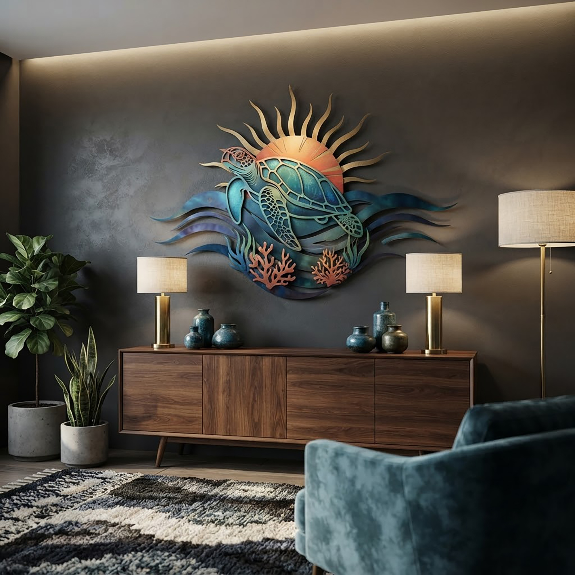 Sea Turtle Metal Wall Art - product view 2