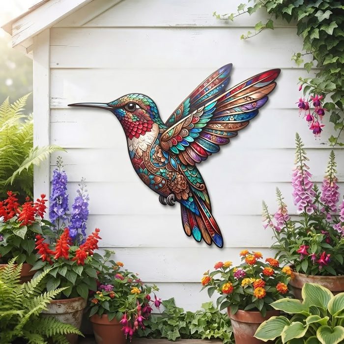 Colorful Hummingbird Metal Wall Art