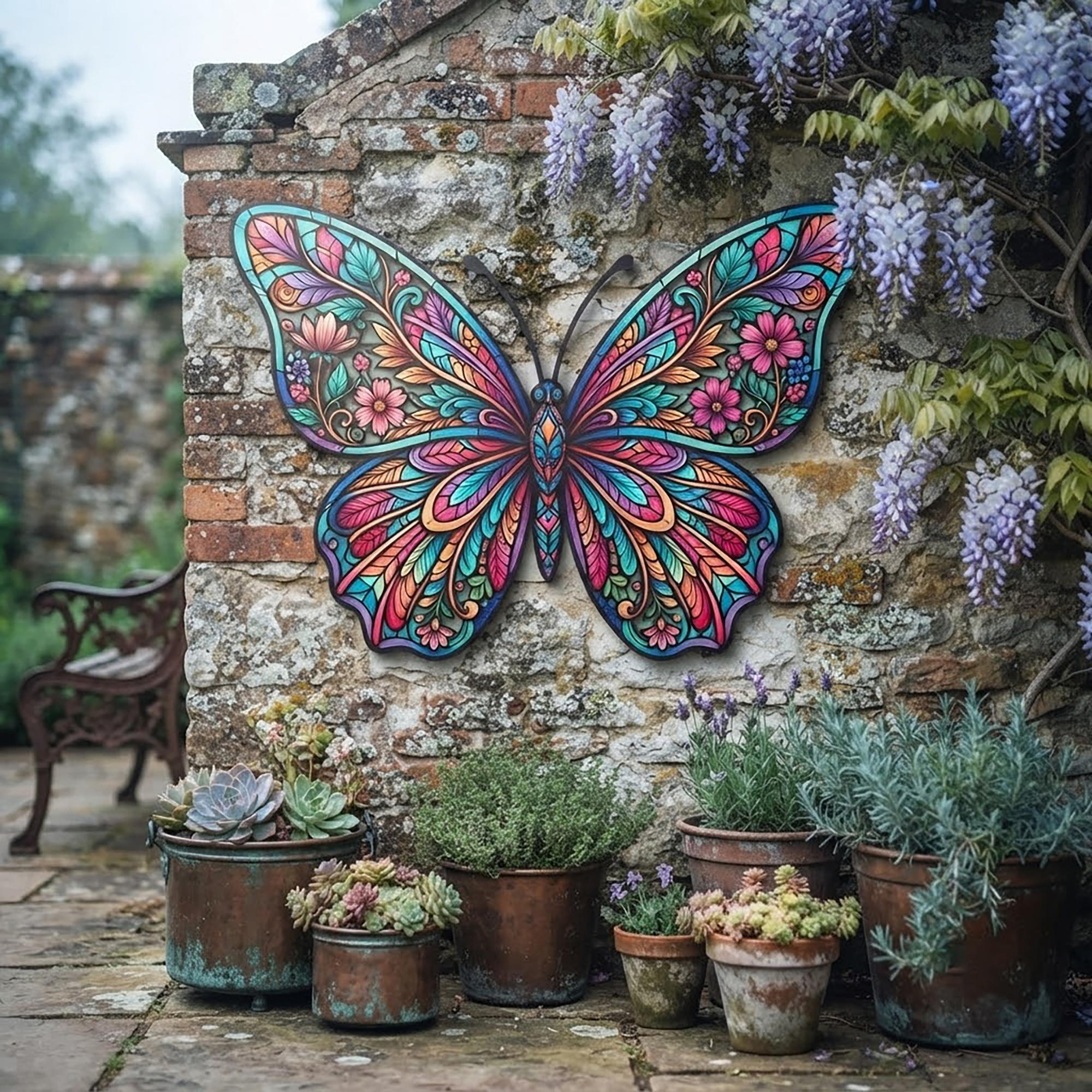 Colorful Butterfly Metal Wall Art - product view 2