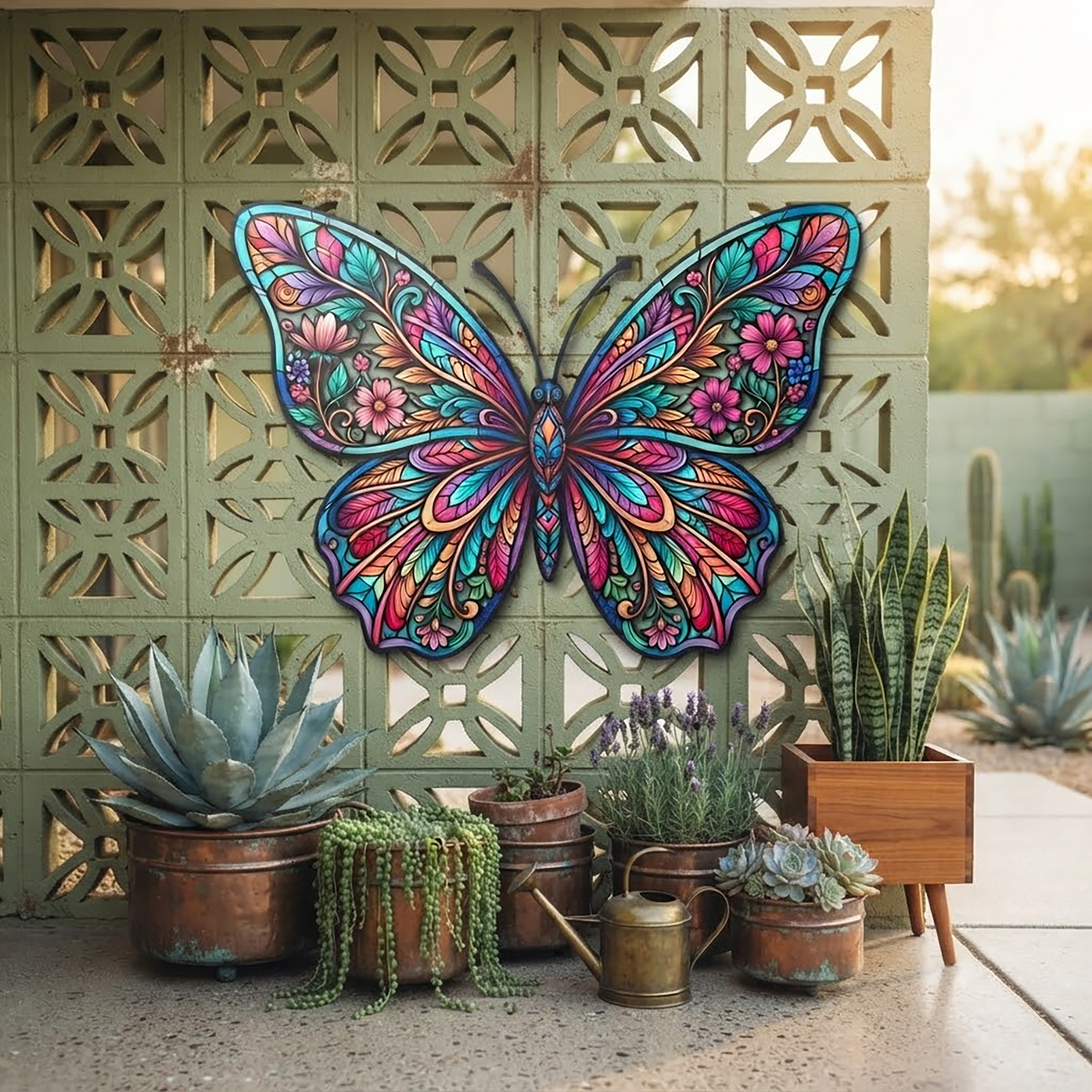 Colorful Butterfly Metal Wall Art - product view 3