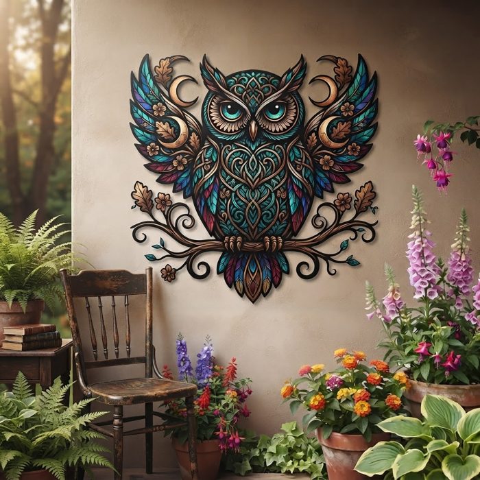 Colorful Owl Metal Wall Art