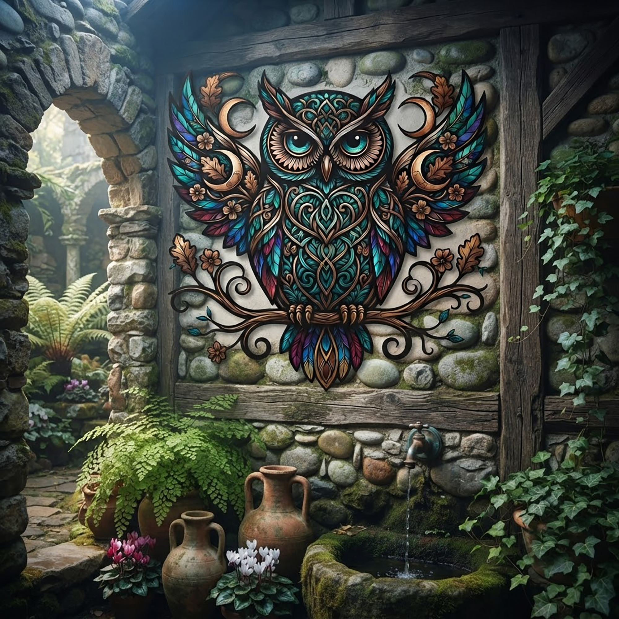 Colorful Owl Metal Wall Art - product view 2