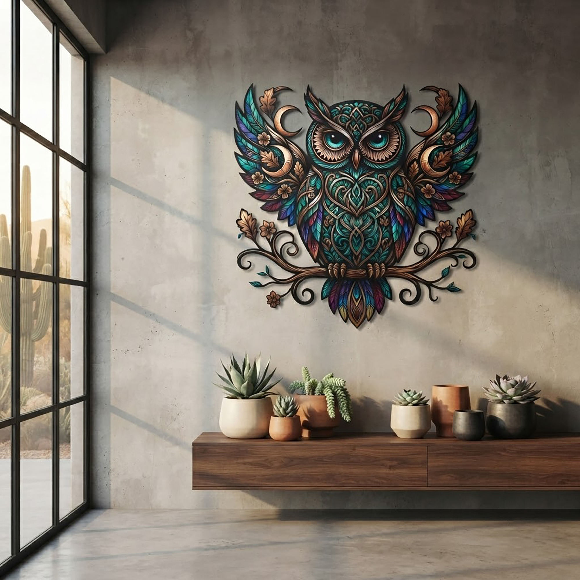 Colorful Owl Metal Wall Art - product view 3
