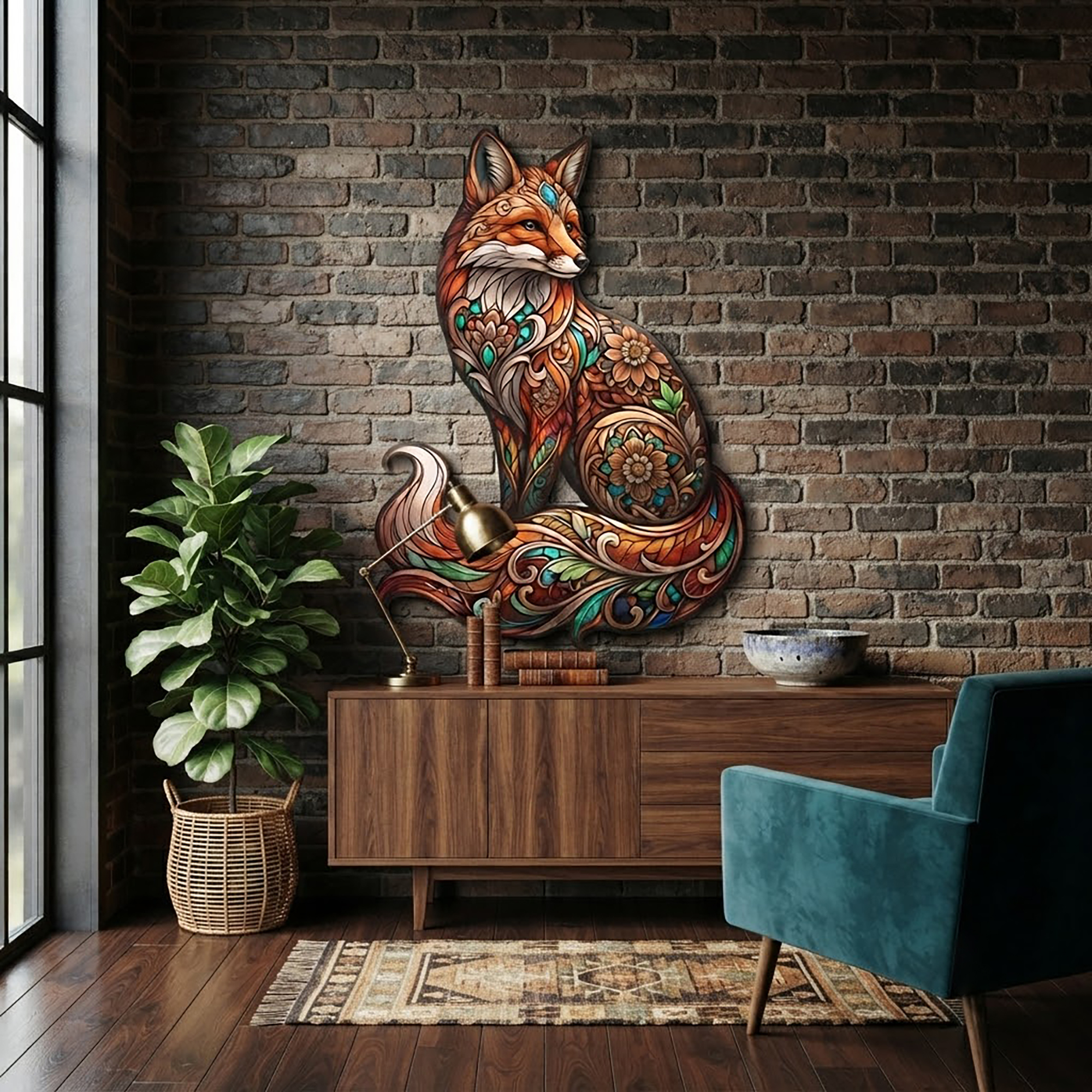 Colorful Fox Metal Wall Art - product view 2