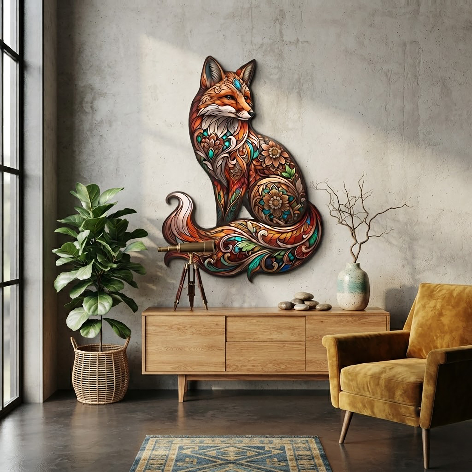 Colorful Fox Metal Wall Art - product view 3