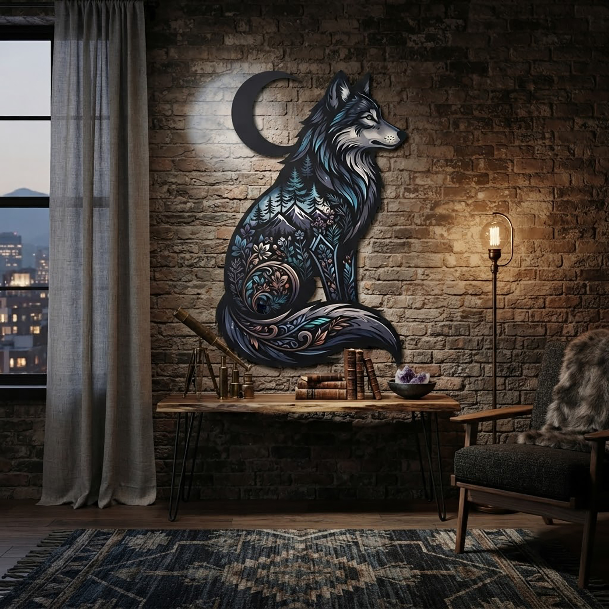 Wolf Moon Metal Wall Art - product view 2