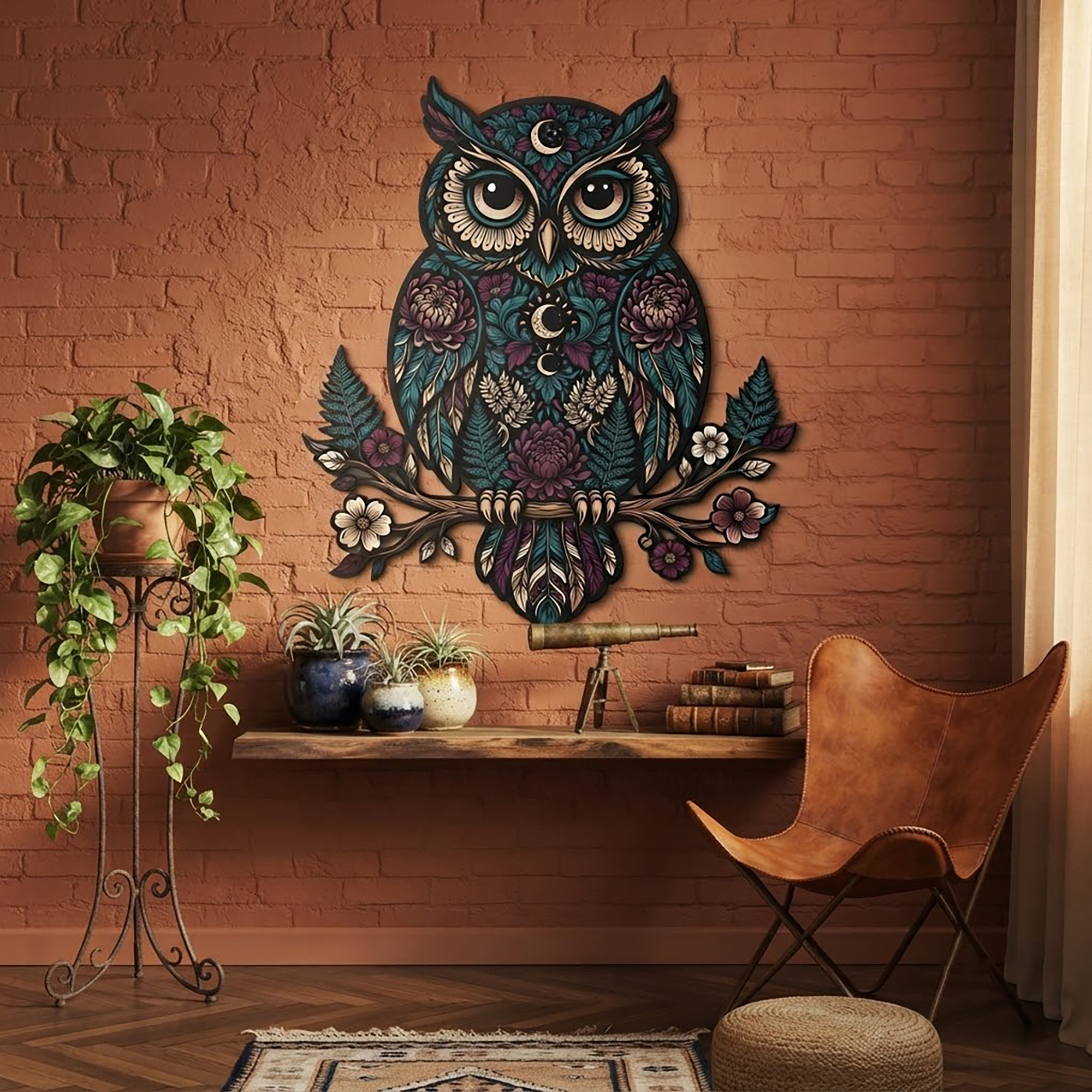 Owl Metal Wall Art - product view 2