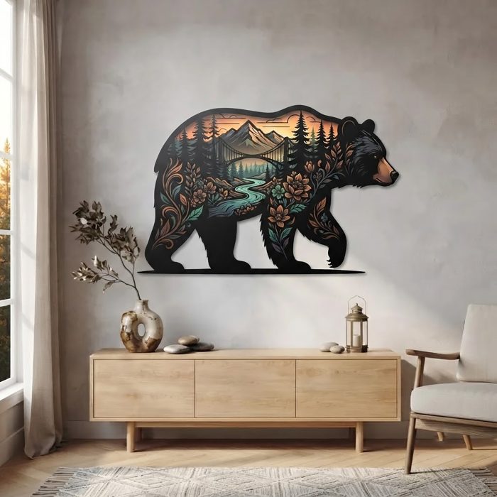 Black Bear Metal Wall Art