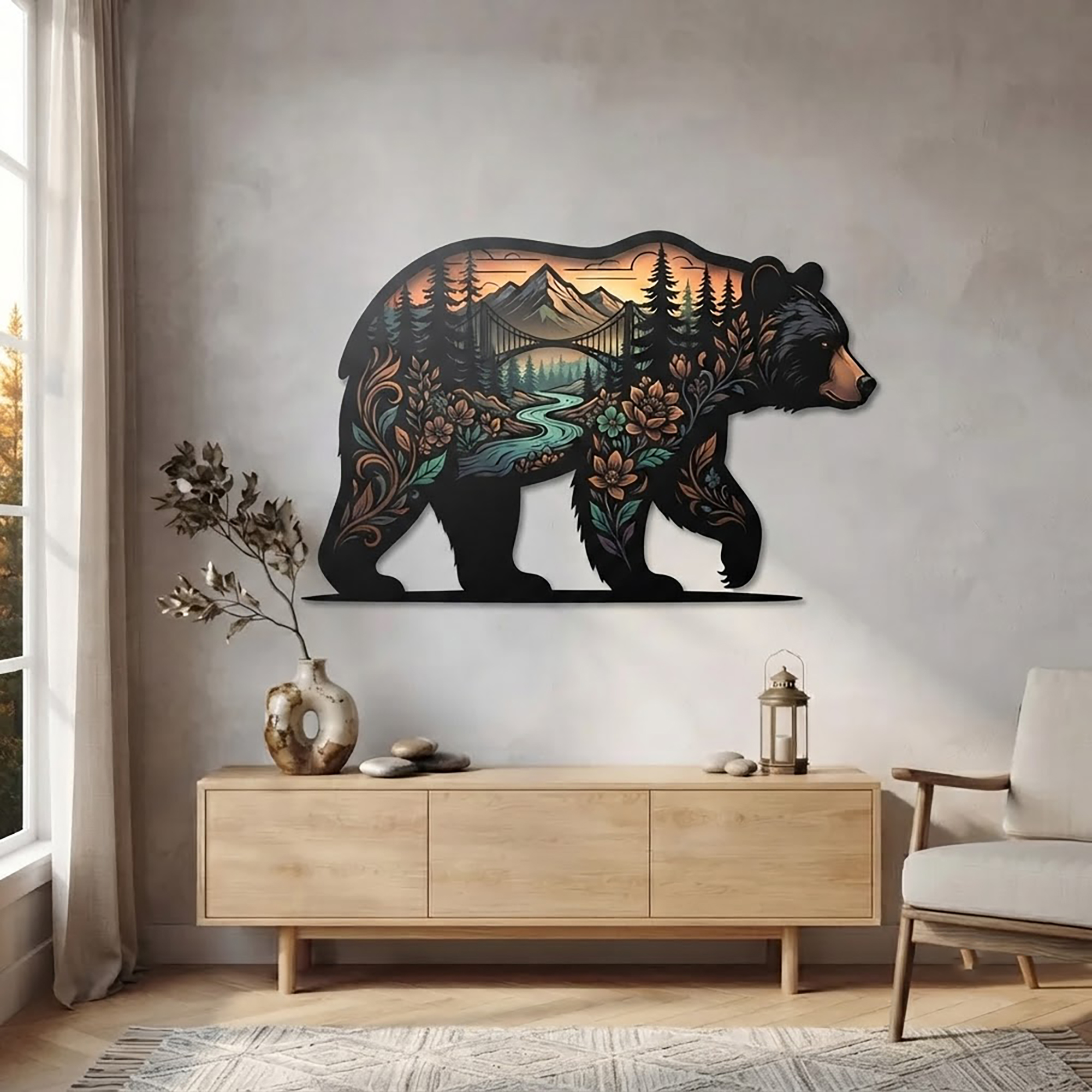 Black Bear Metal Wall Art