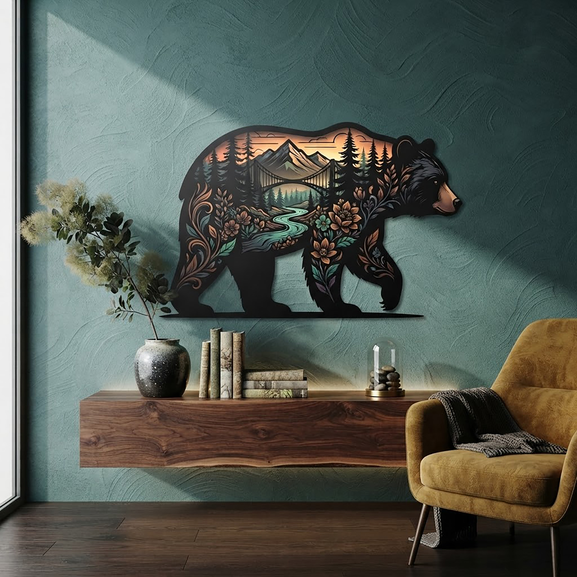 Black Bear Metal Wall Art - product view 2
