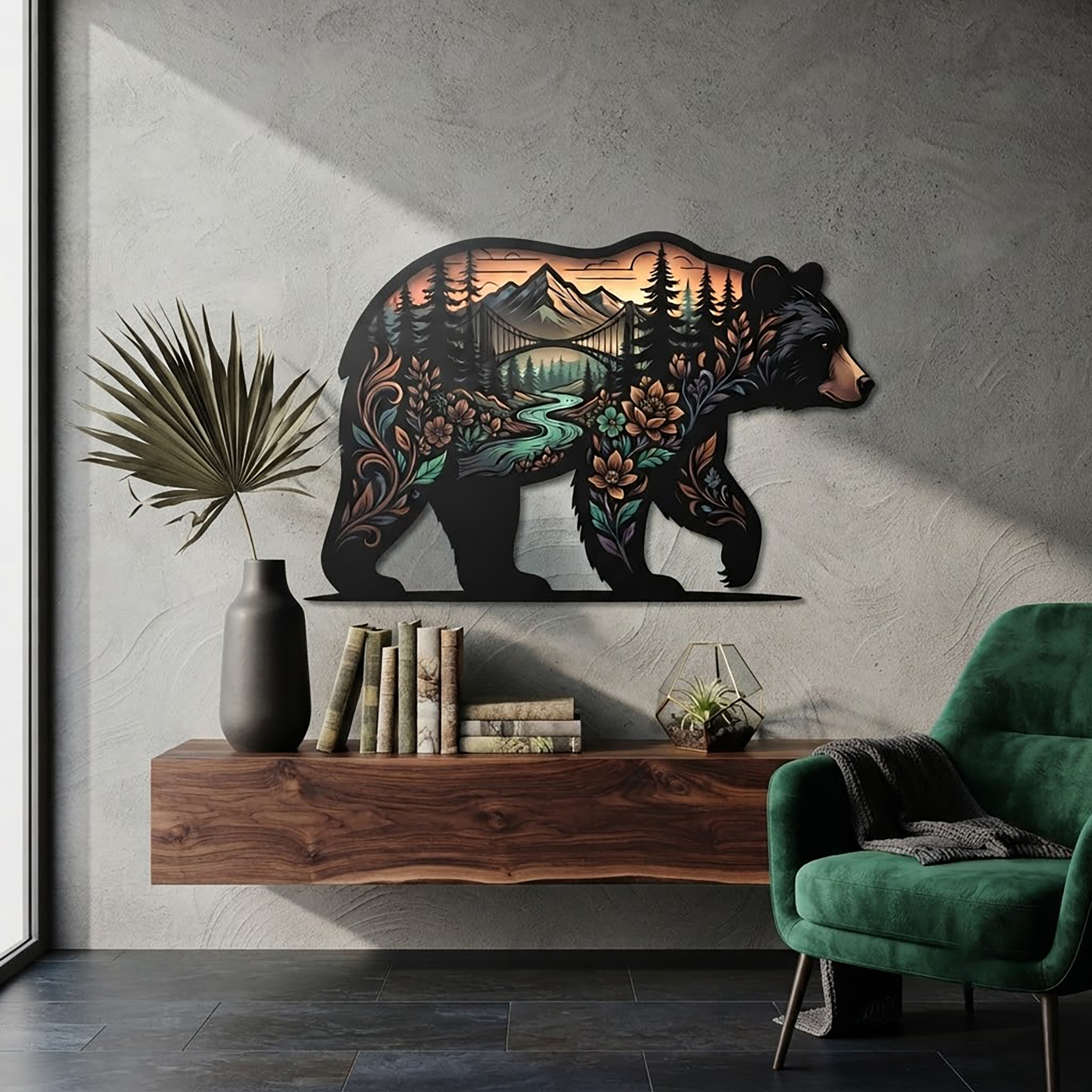 Black Bear Metal Wall Art - product view 3