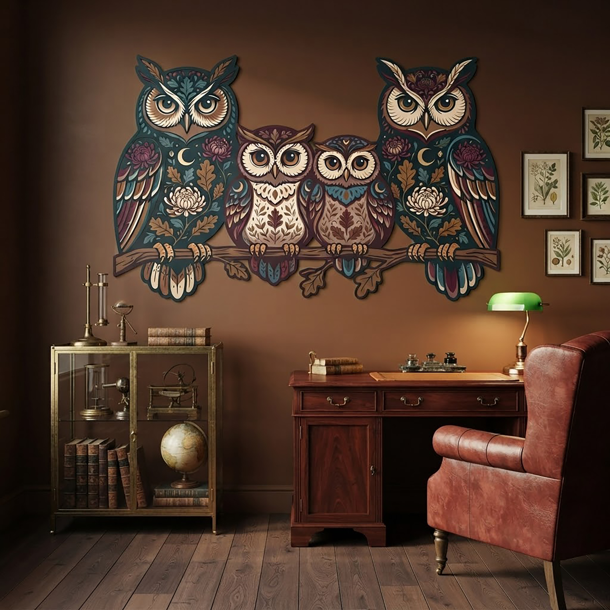 Owl Family Metal Wall Art - product view 2