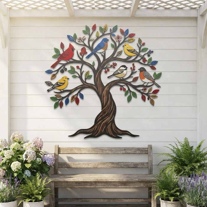 Bird Tree of Life Metal Wall Art