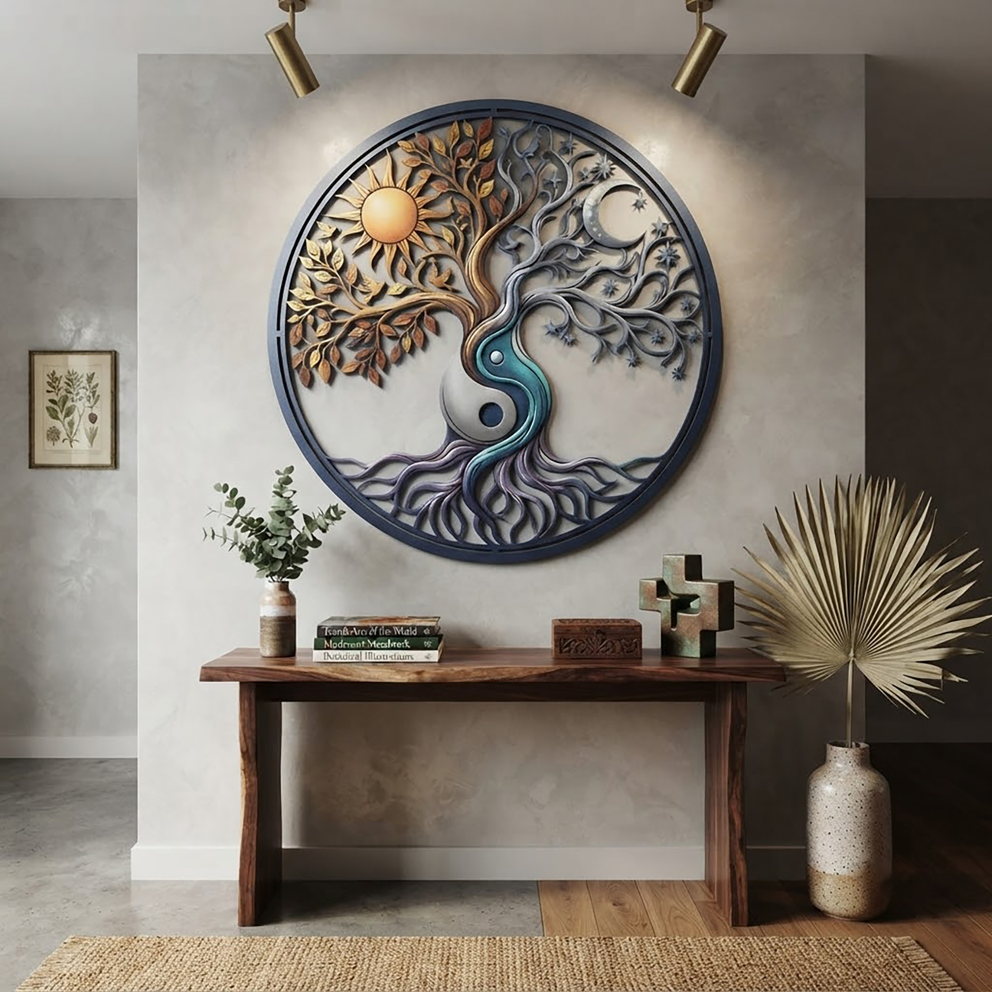 Yin Yang Tree of Life Metal Wall Art - product view 2