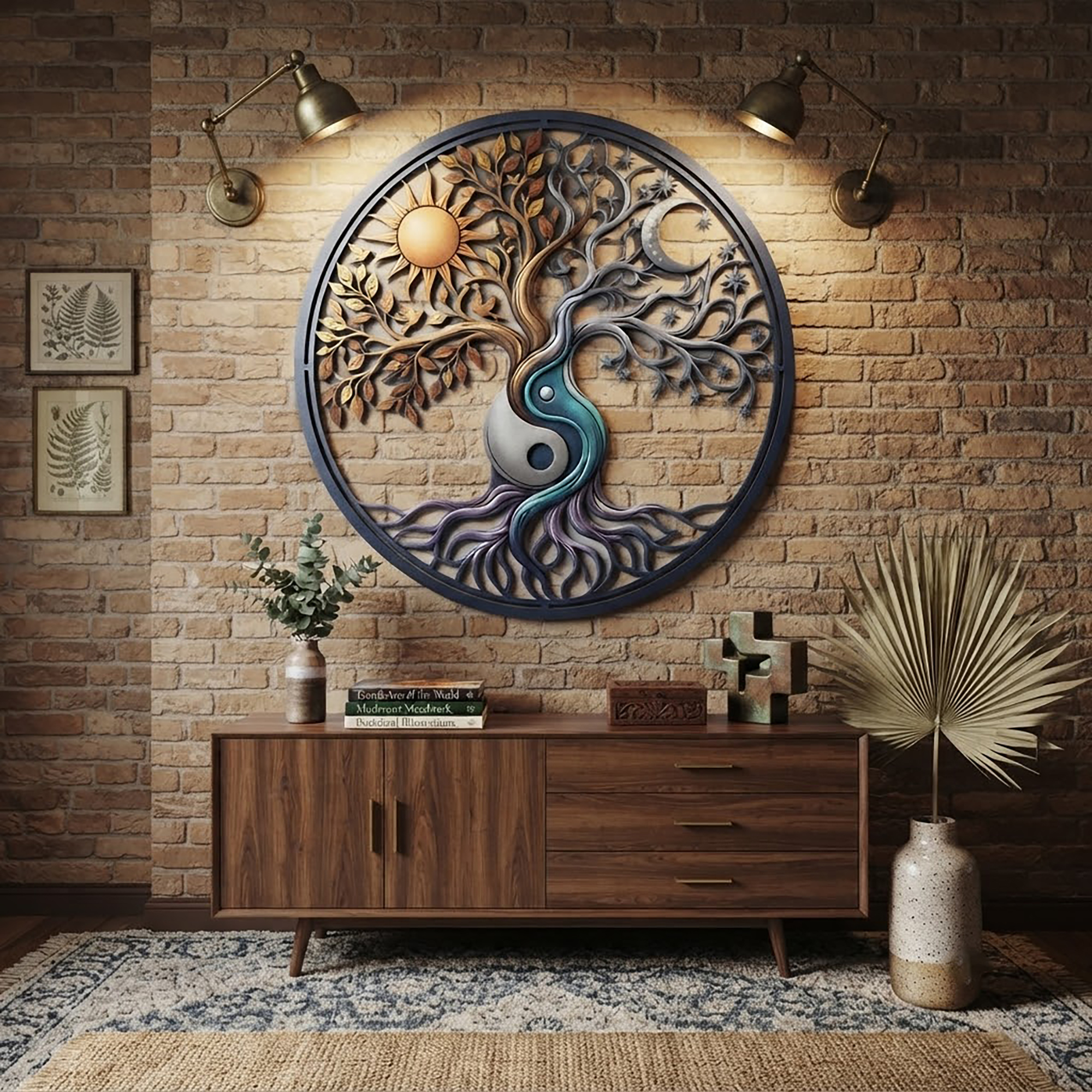 Yin Yang Tree of Life Metal Wall Art - product view 3