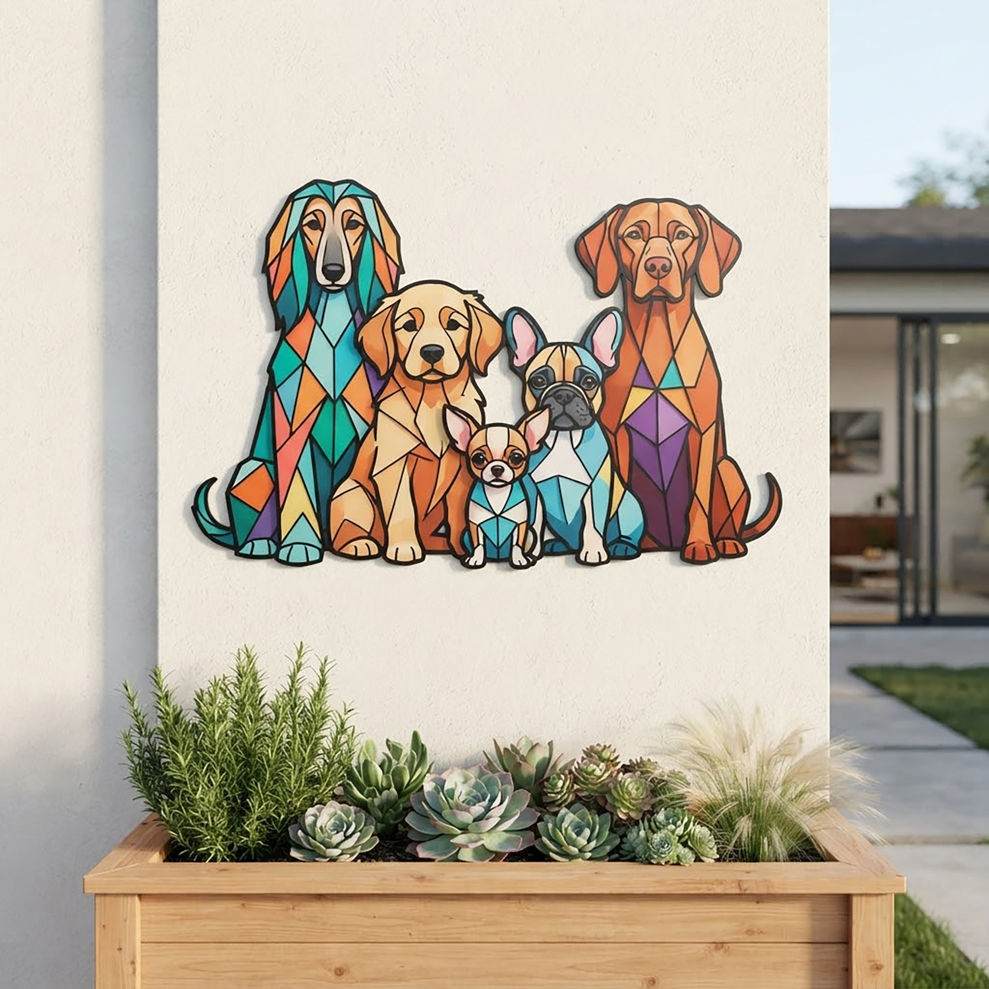 Colorful Dog Metal Wall Art
