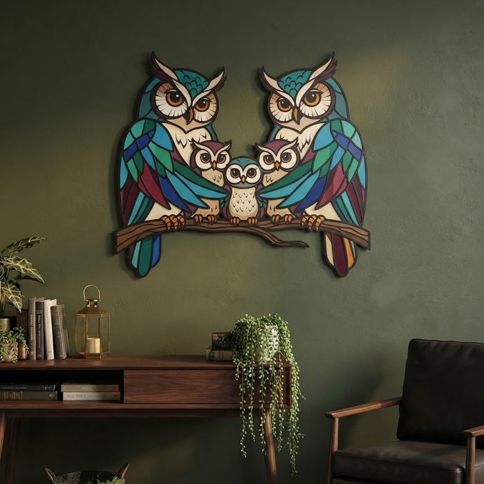 Owl Family Metal Wall Art
