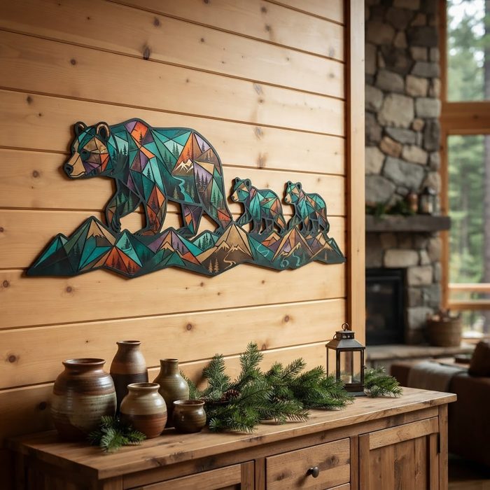 Bear Family Metal Wall Art
