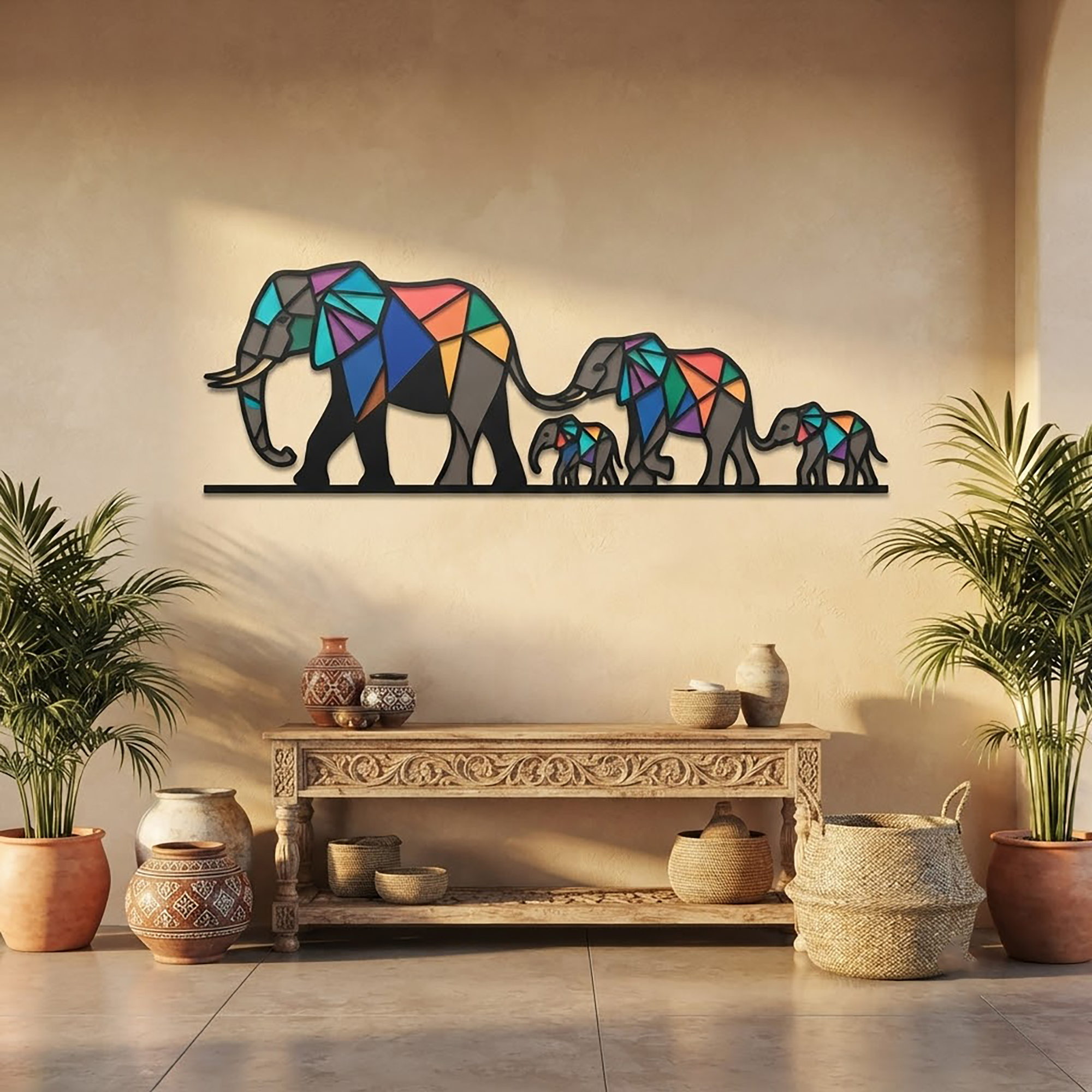 Elephant Family Metal Wall Art