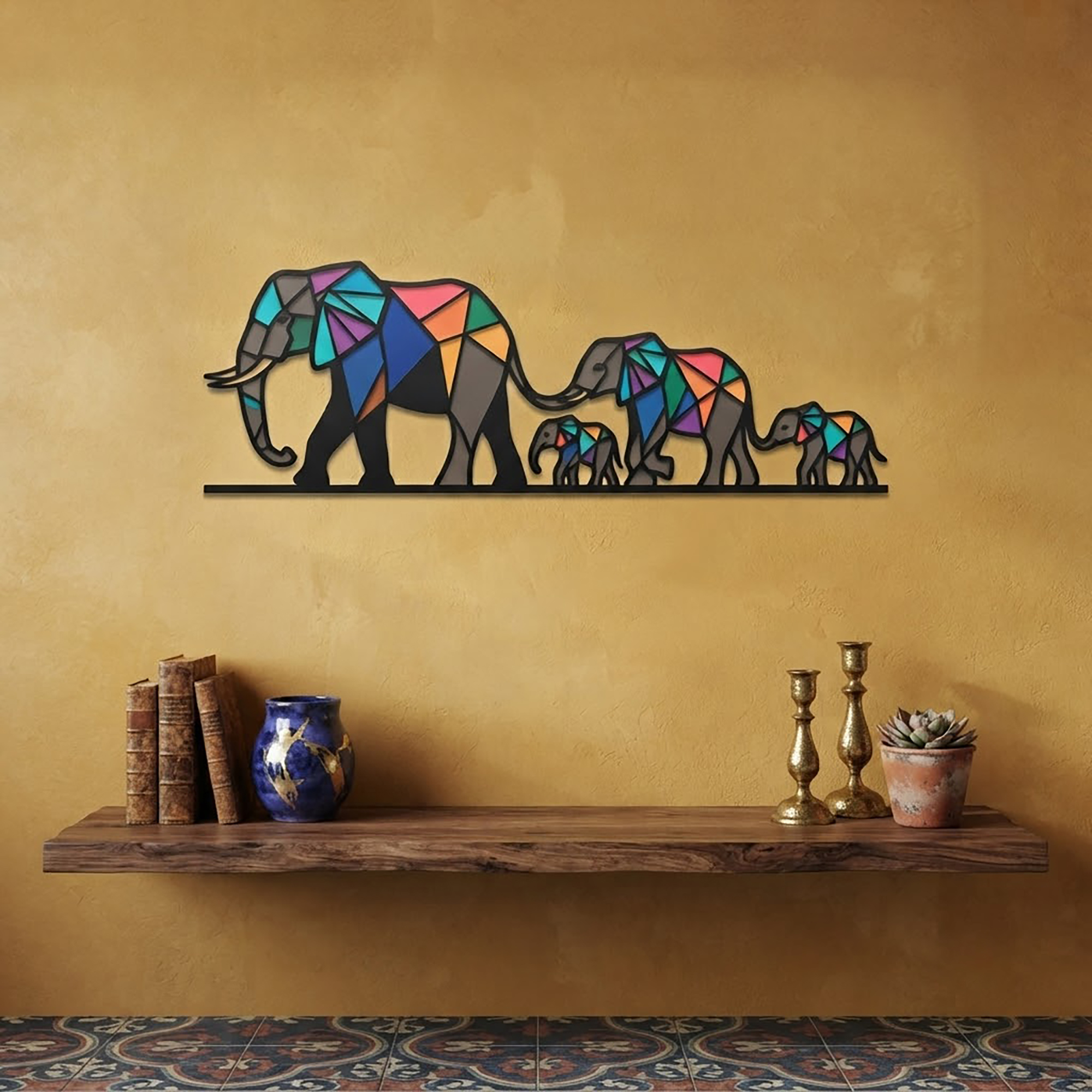 Elephant Family Metal Wall Art - product view 2