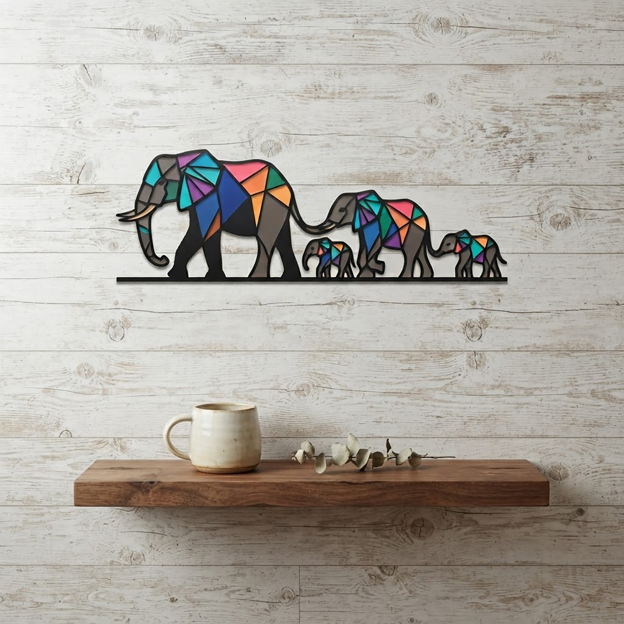 Elephant Family Metal Wall Art - product view 3