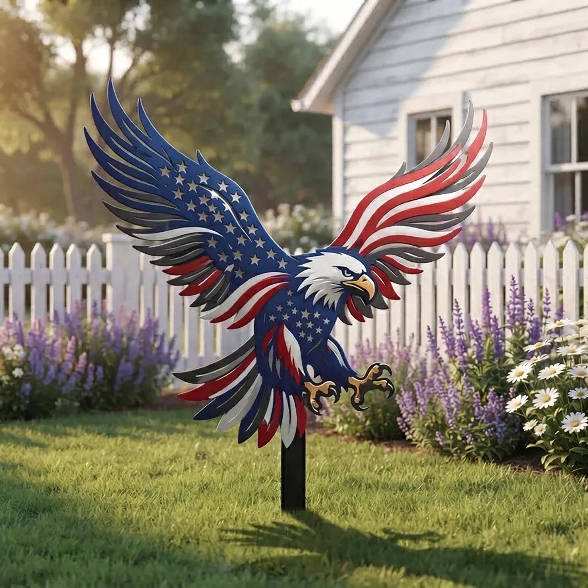 Patriotic Eagle Garden Stake