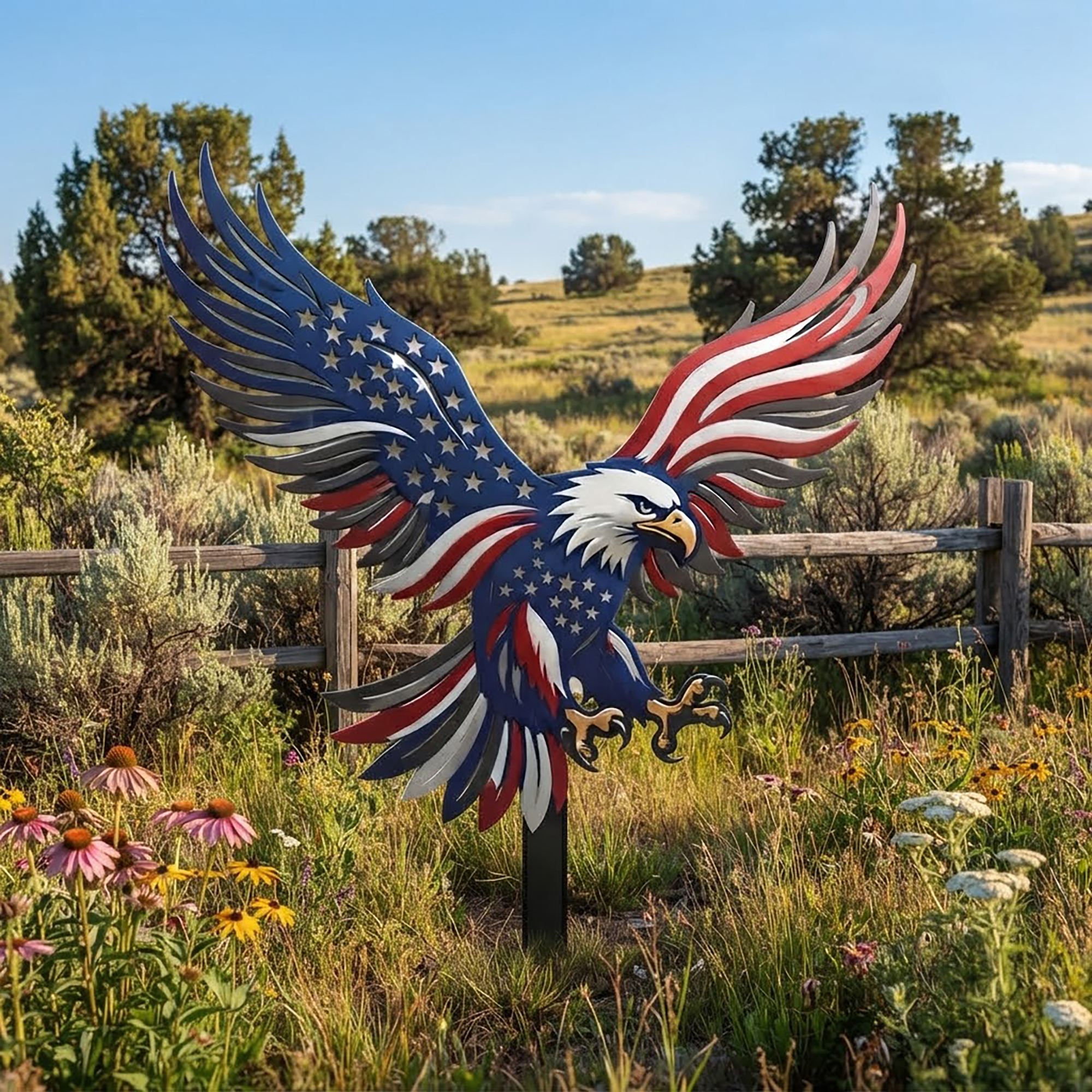 Patriotic Eagle Garden Stake - product view 2