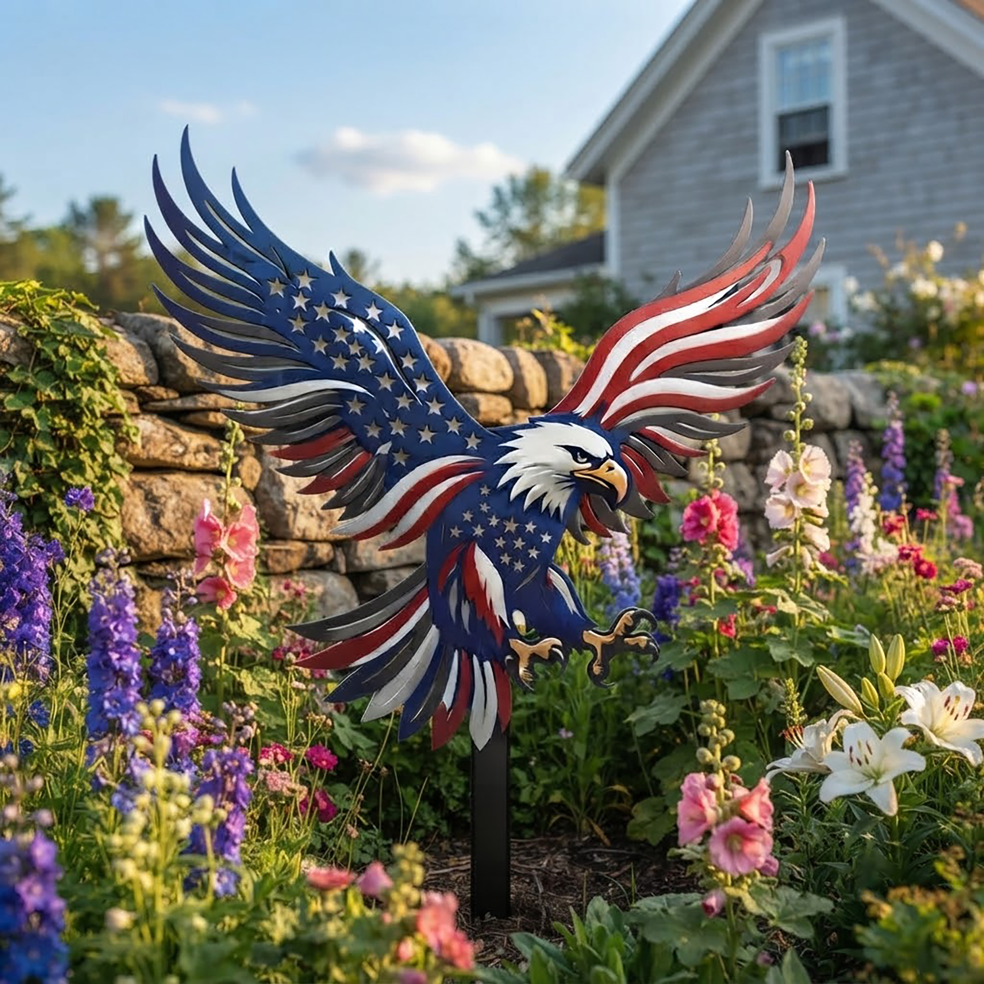 Patriotic Eagle Garden Stake - product view 3