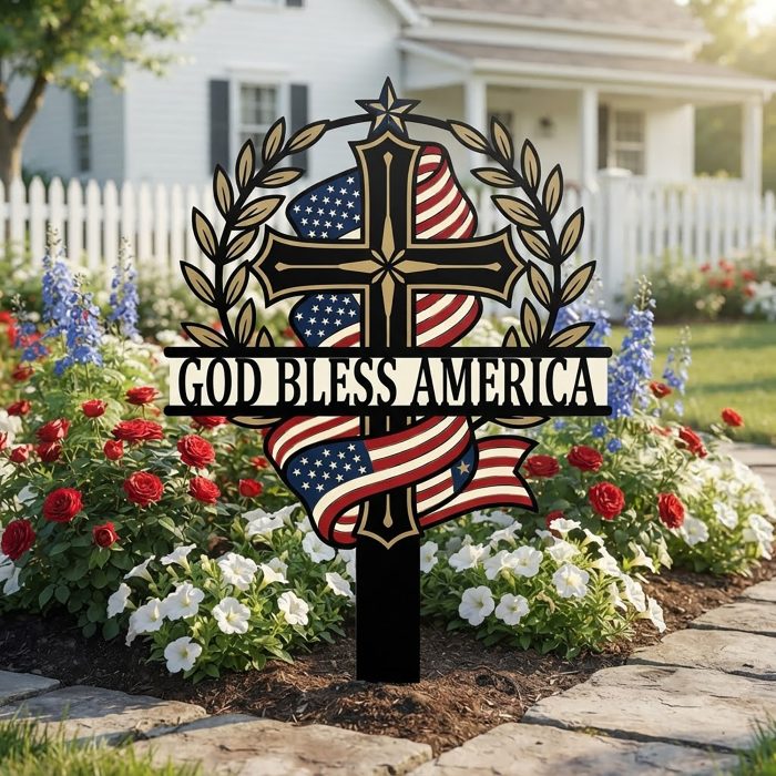 God Bless America Garden Stake