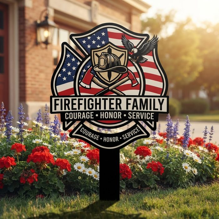 Firefighter Family Garden Stake