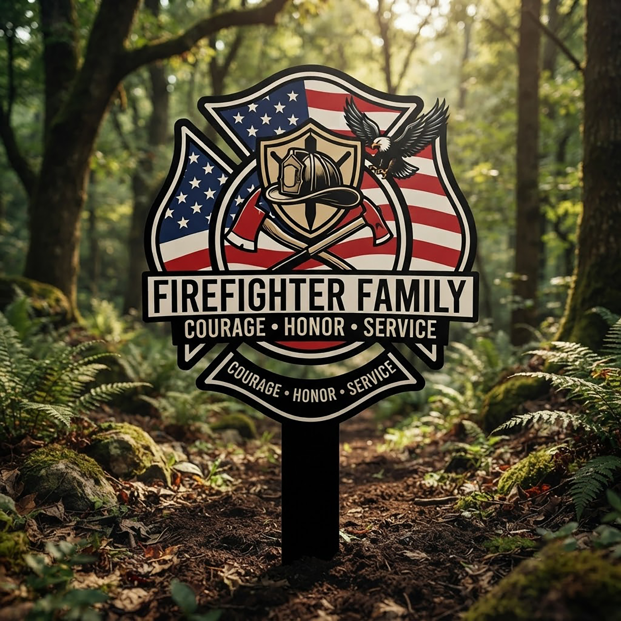 Firefighter Family Garden Stake - product view 2