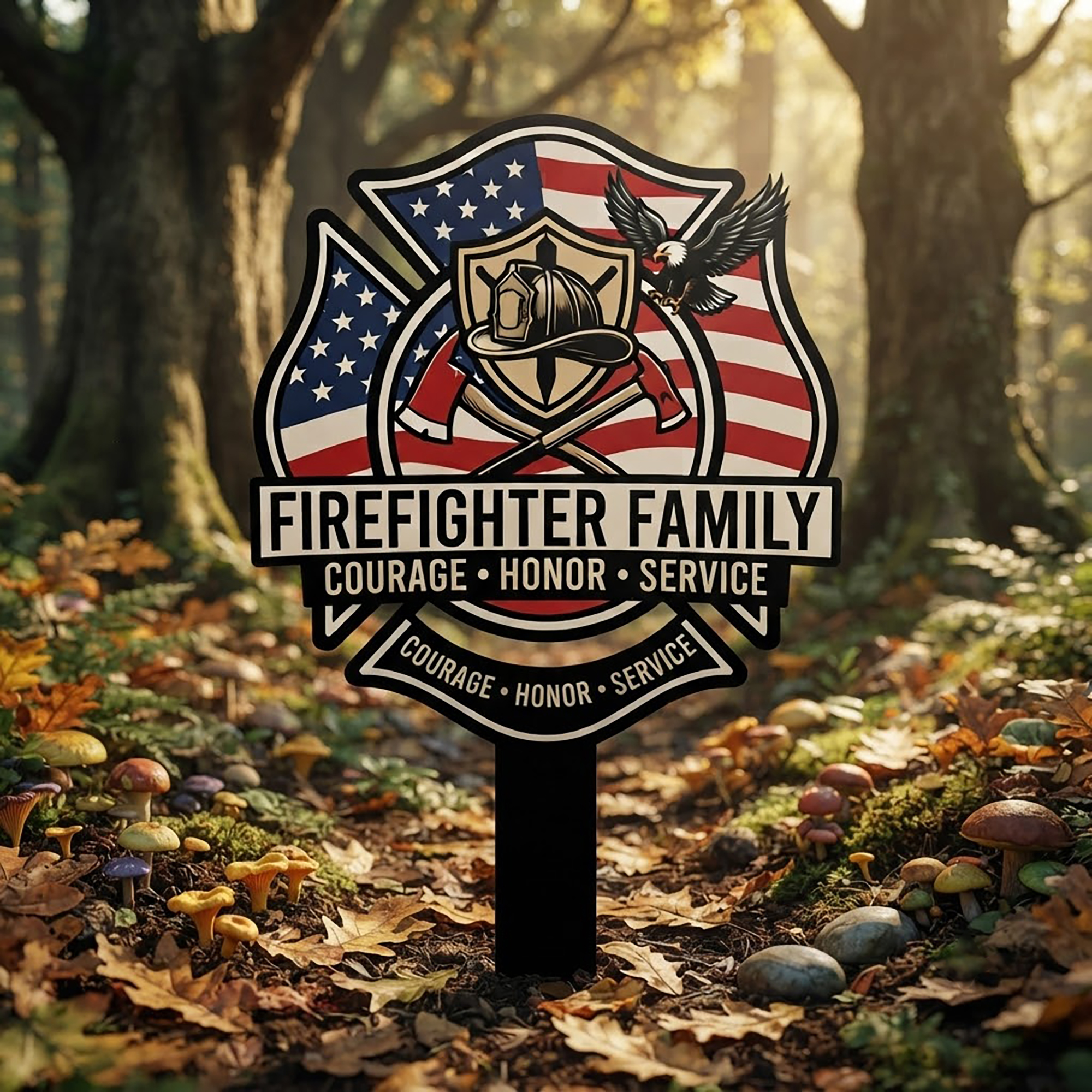 Firefighter Family Garden Stake - product view 3