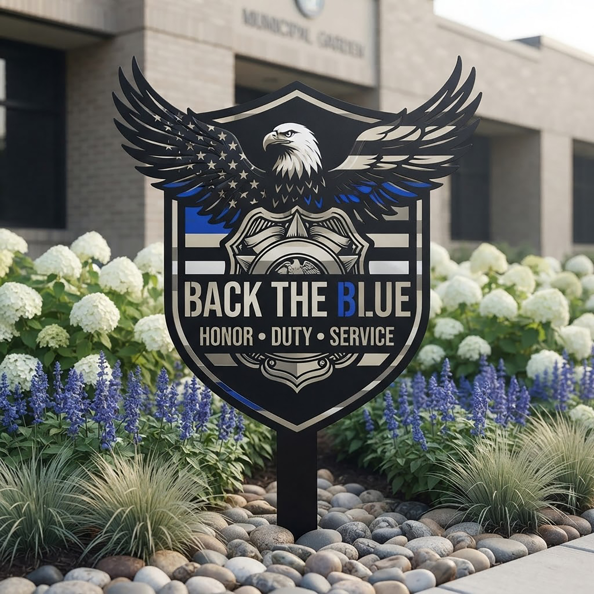 Back The Blue Police Garden Stake