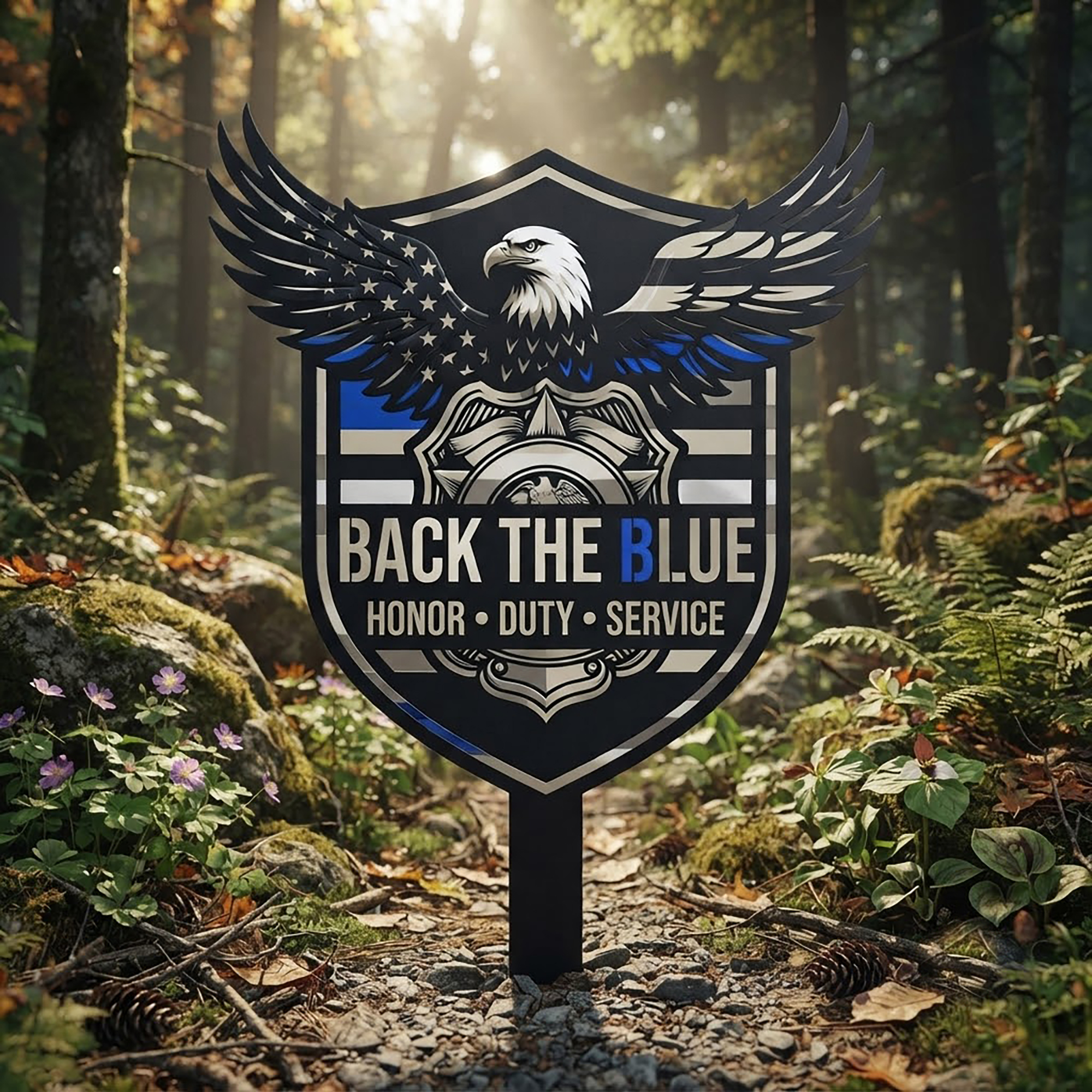 Back The Blue Police Garden Stake - product view 2
