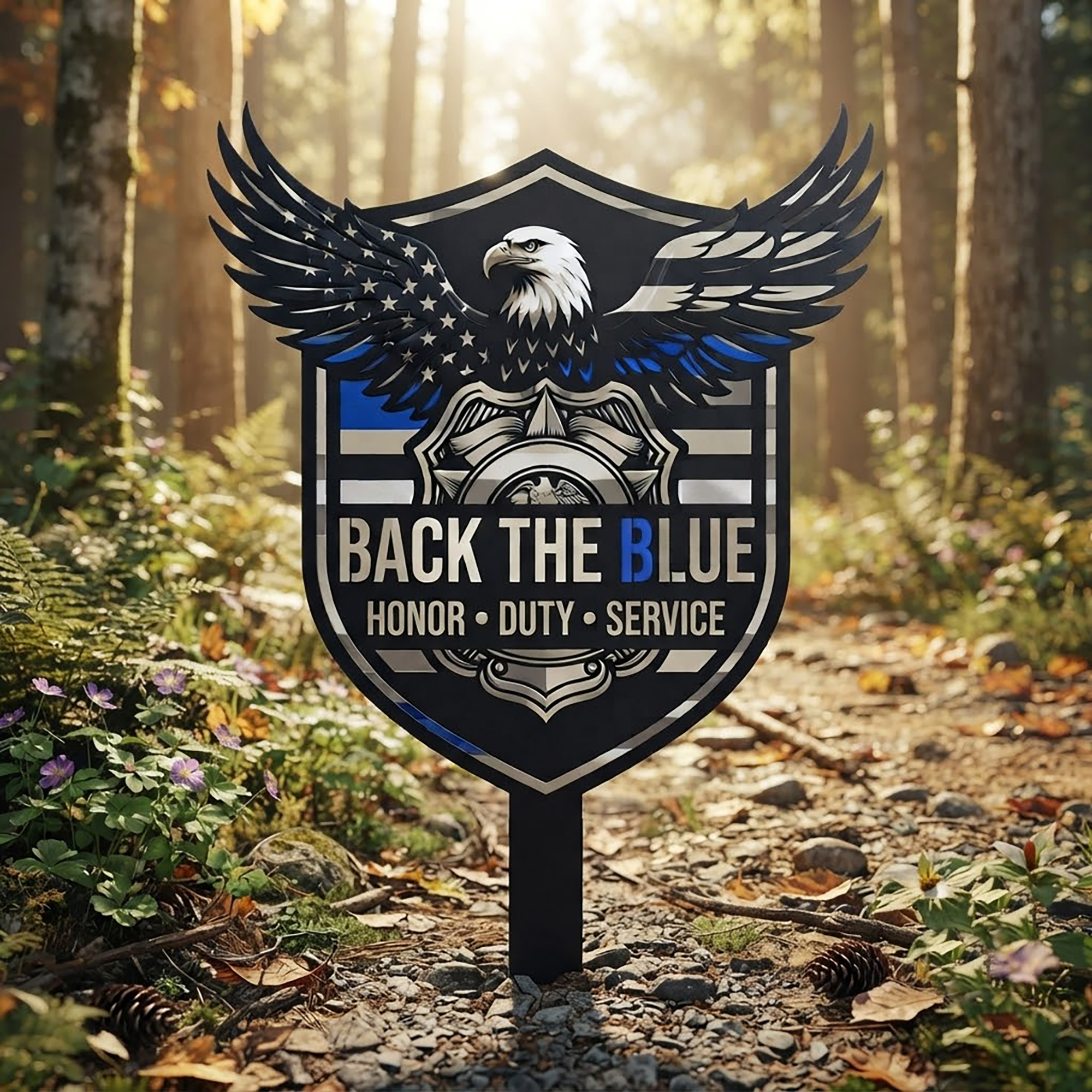 Back The Blue Police Garden Stake - product view 3