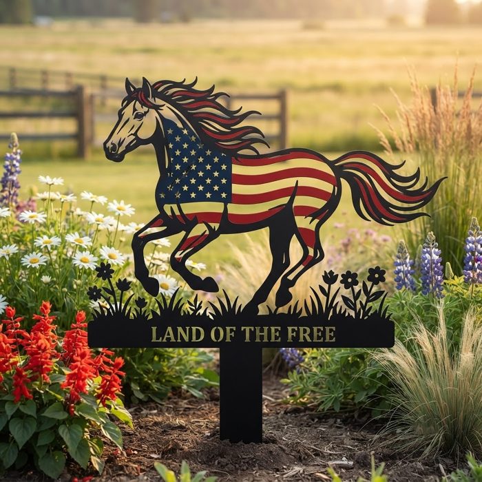Patriotic Horse Garden Stake