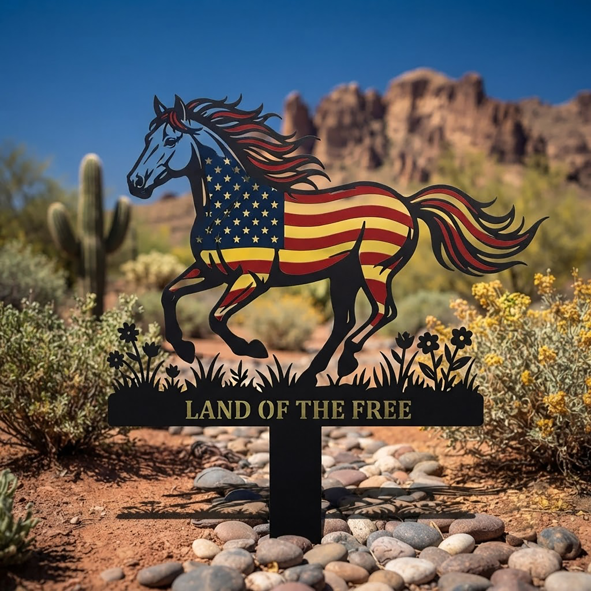 Patriotic Horse Garden Stake - product view 2