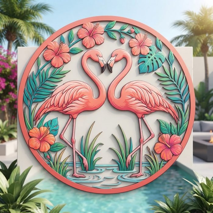 Flamingo Metal Wall Art