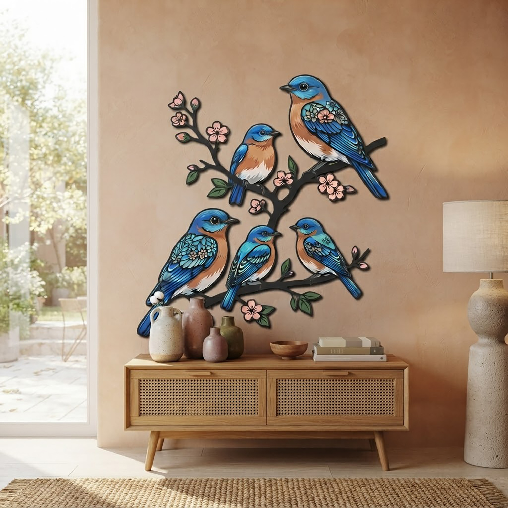Bluebird Family Metal Wall Art - product view 2