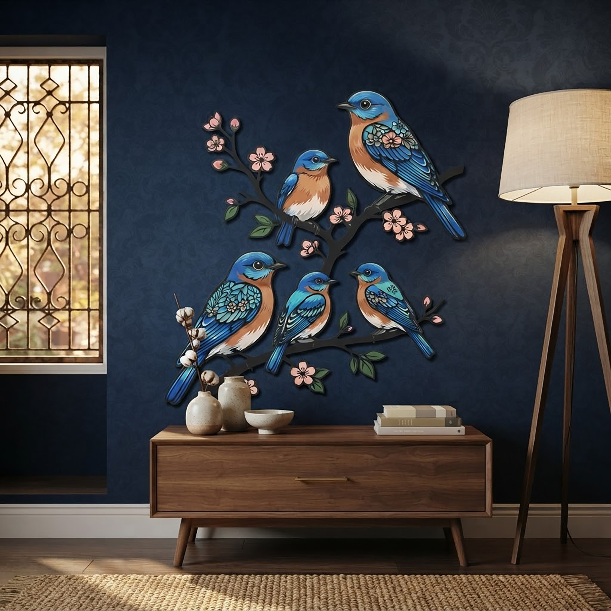 Bluebird Family Metal Wall Art - product view 3