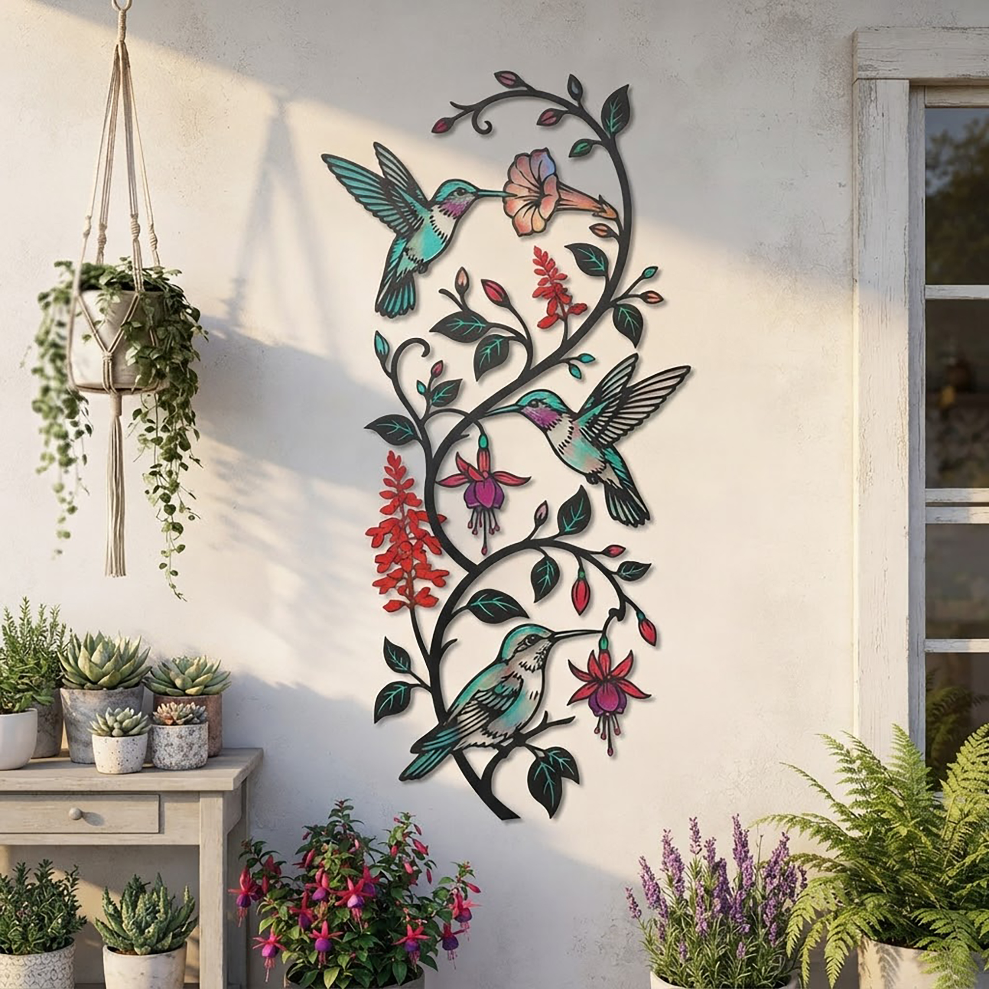 Hummingbird Vertical Metal Wall Art