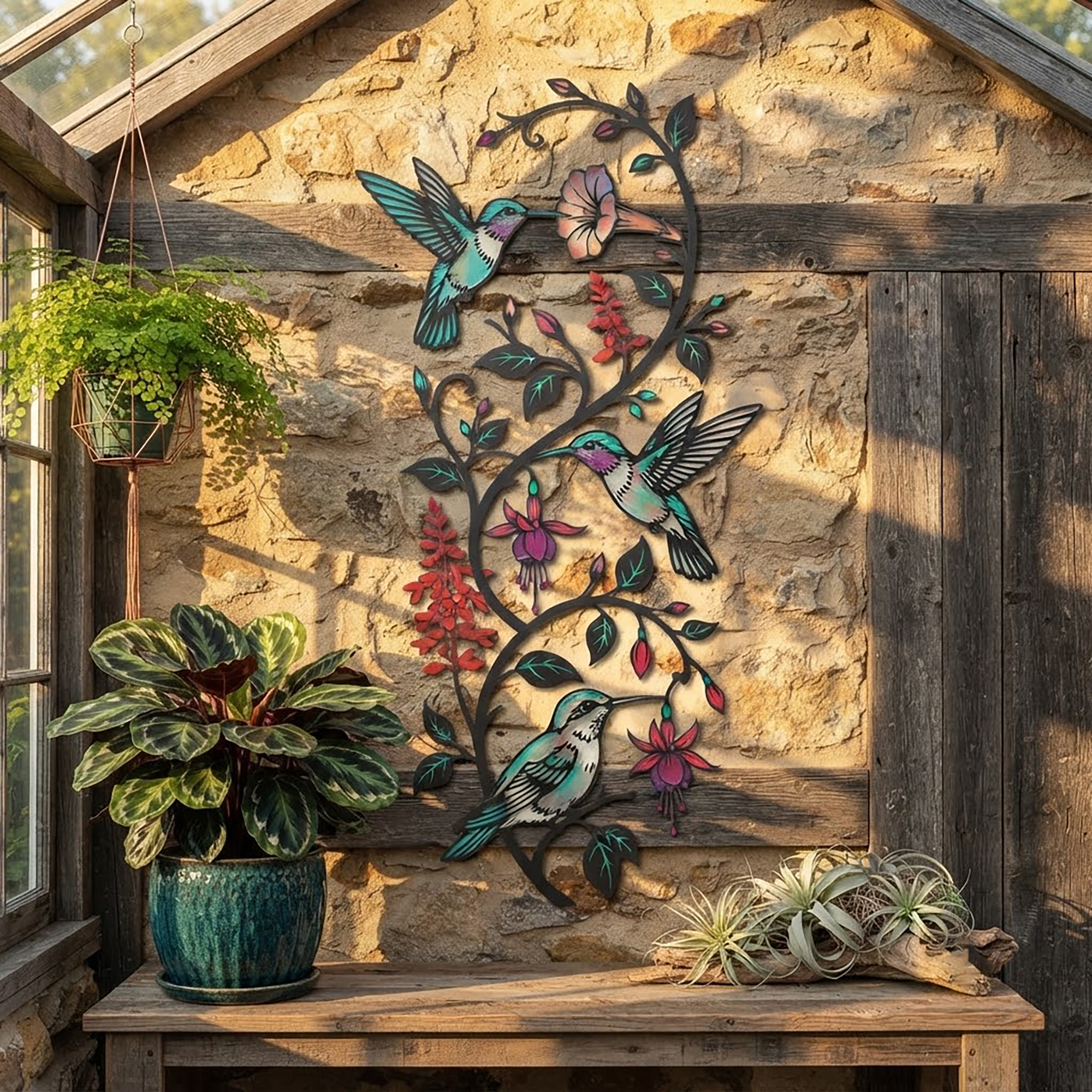 Hummingbird Vertical Metal Wall Art - product view 2