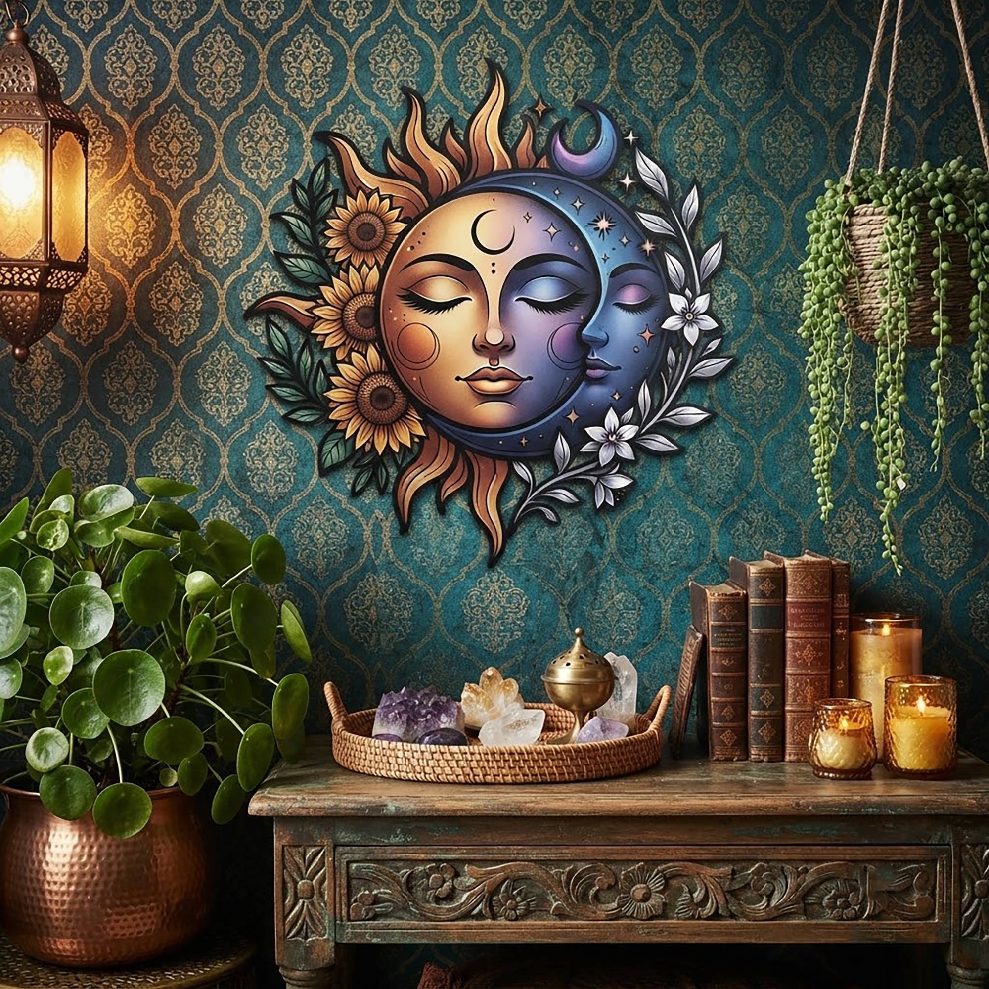 Sun Moon Metal Wall Art - product view 2