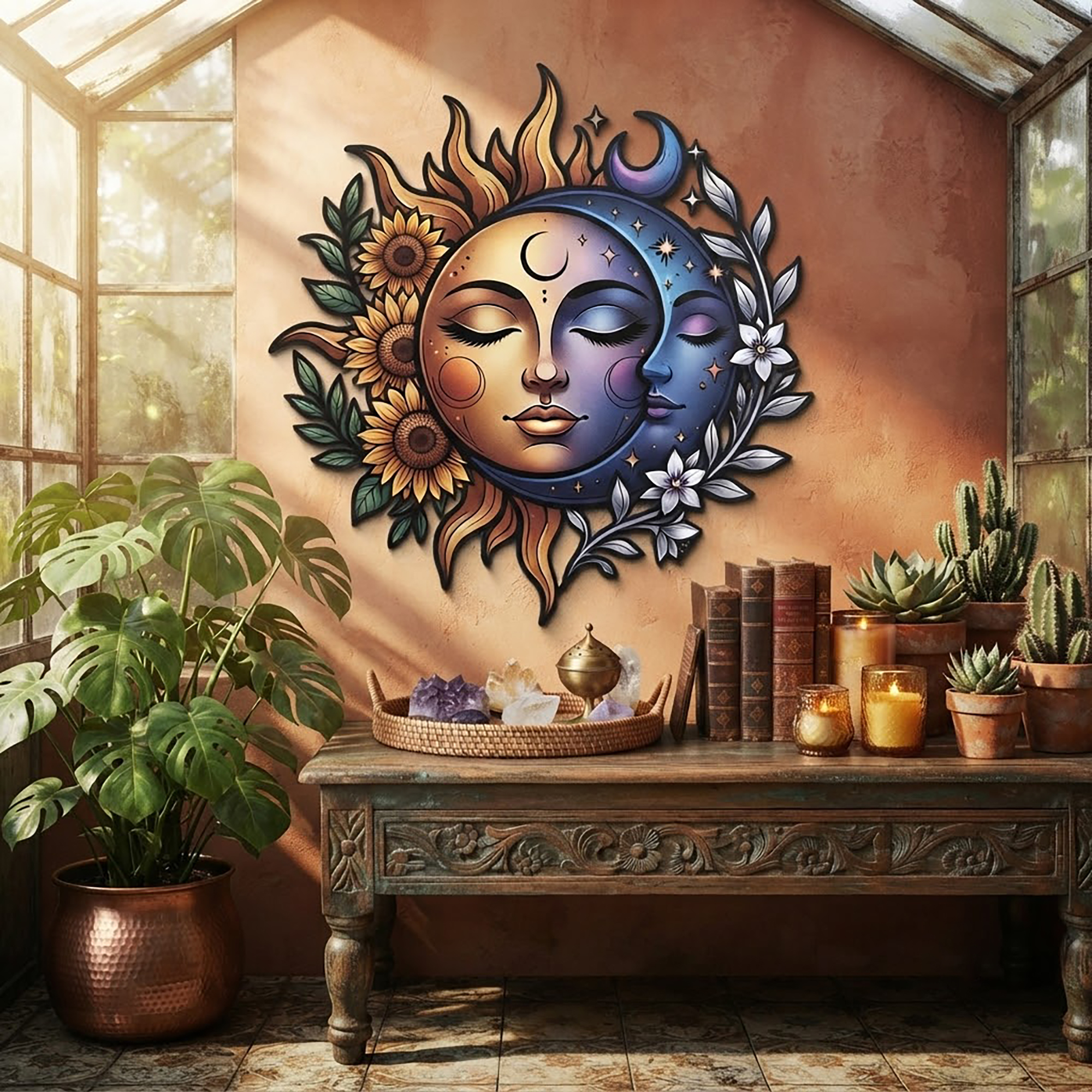 Sun Moon Metal Wall Art - product view 3