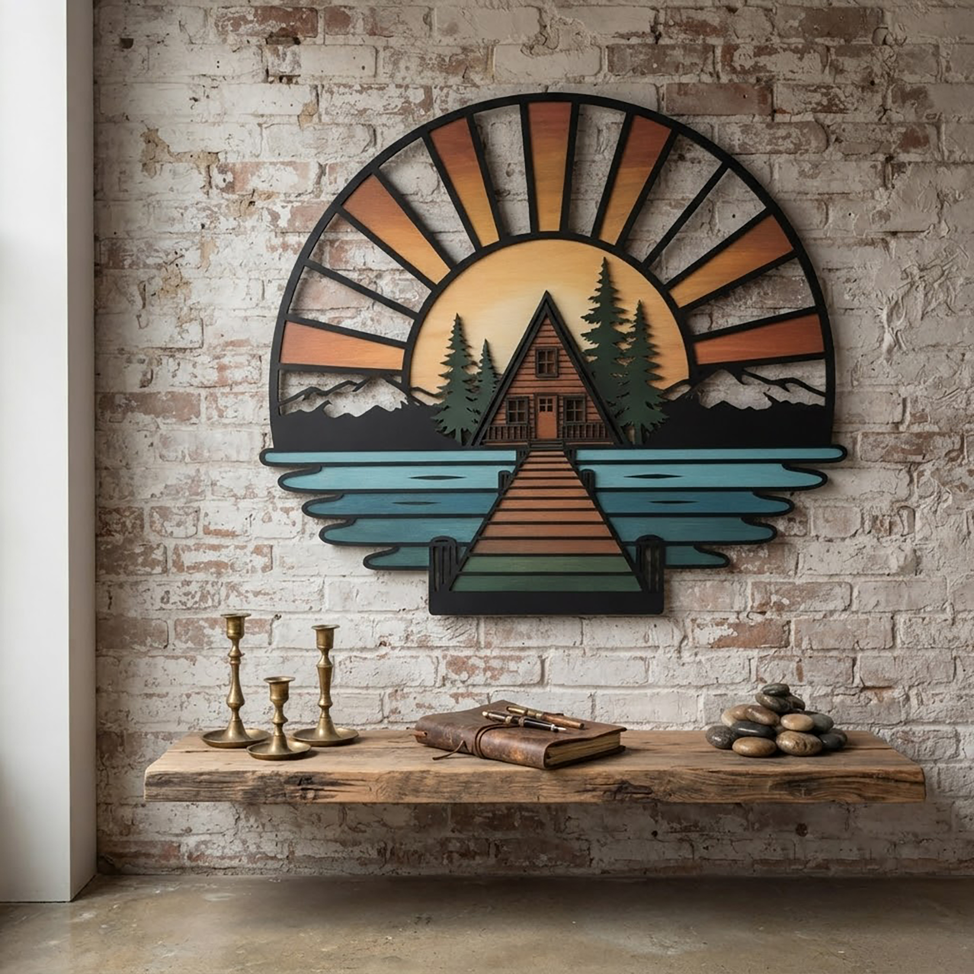 Lake Cabin Metal Wall Art - product view 2