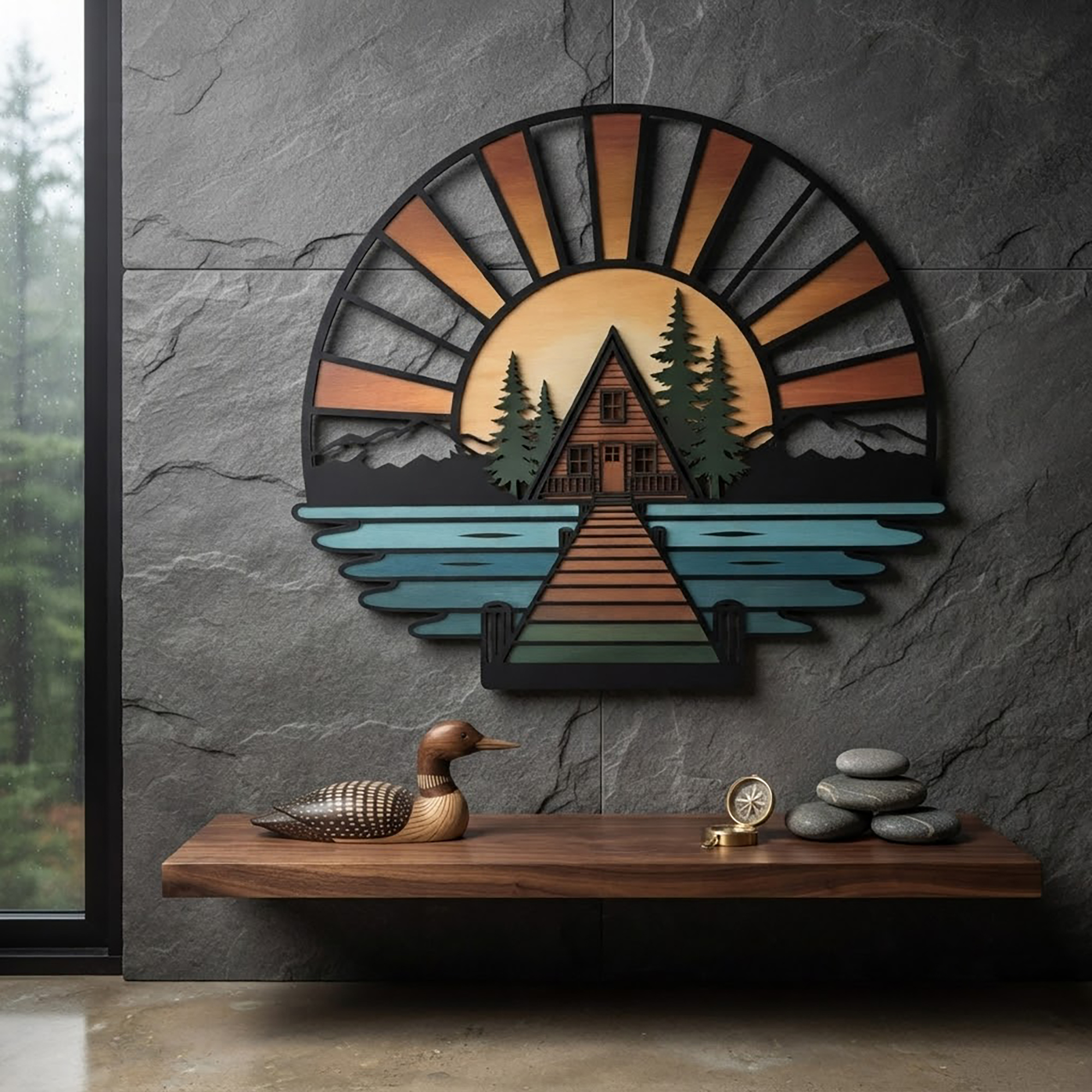 Lake Cabin Metal Wall Art - product view 3
